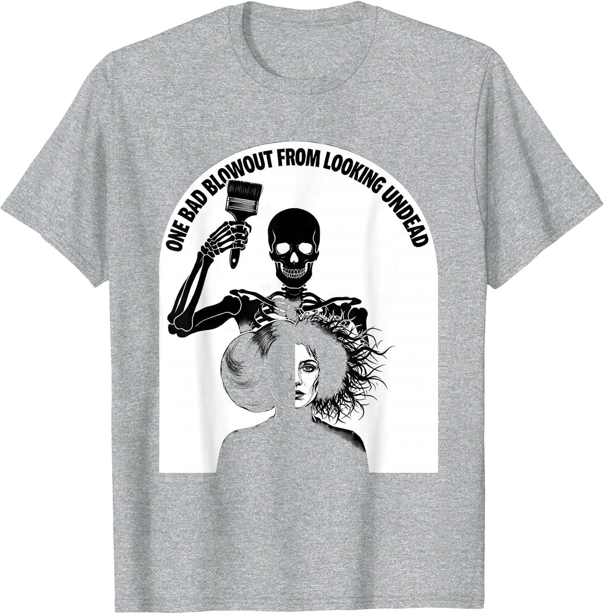 Men's One Bad Blowout From Looking Undead Funny Skeleton T-Shirt - Heather Grey