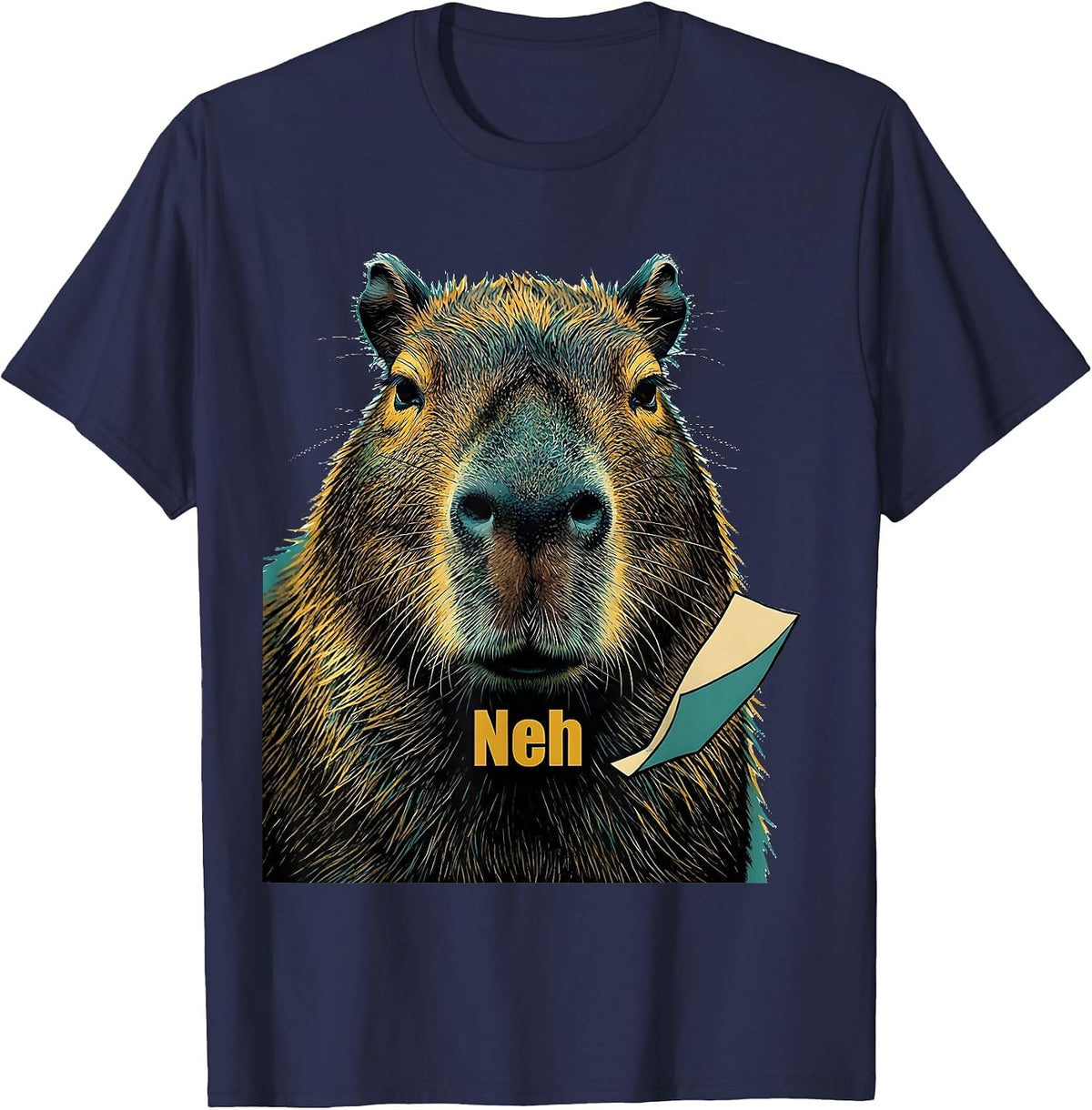 Neh Funny Capybara Meme Animal Humor T-Shirt - Navy Blue