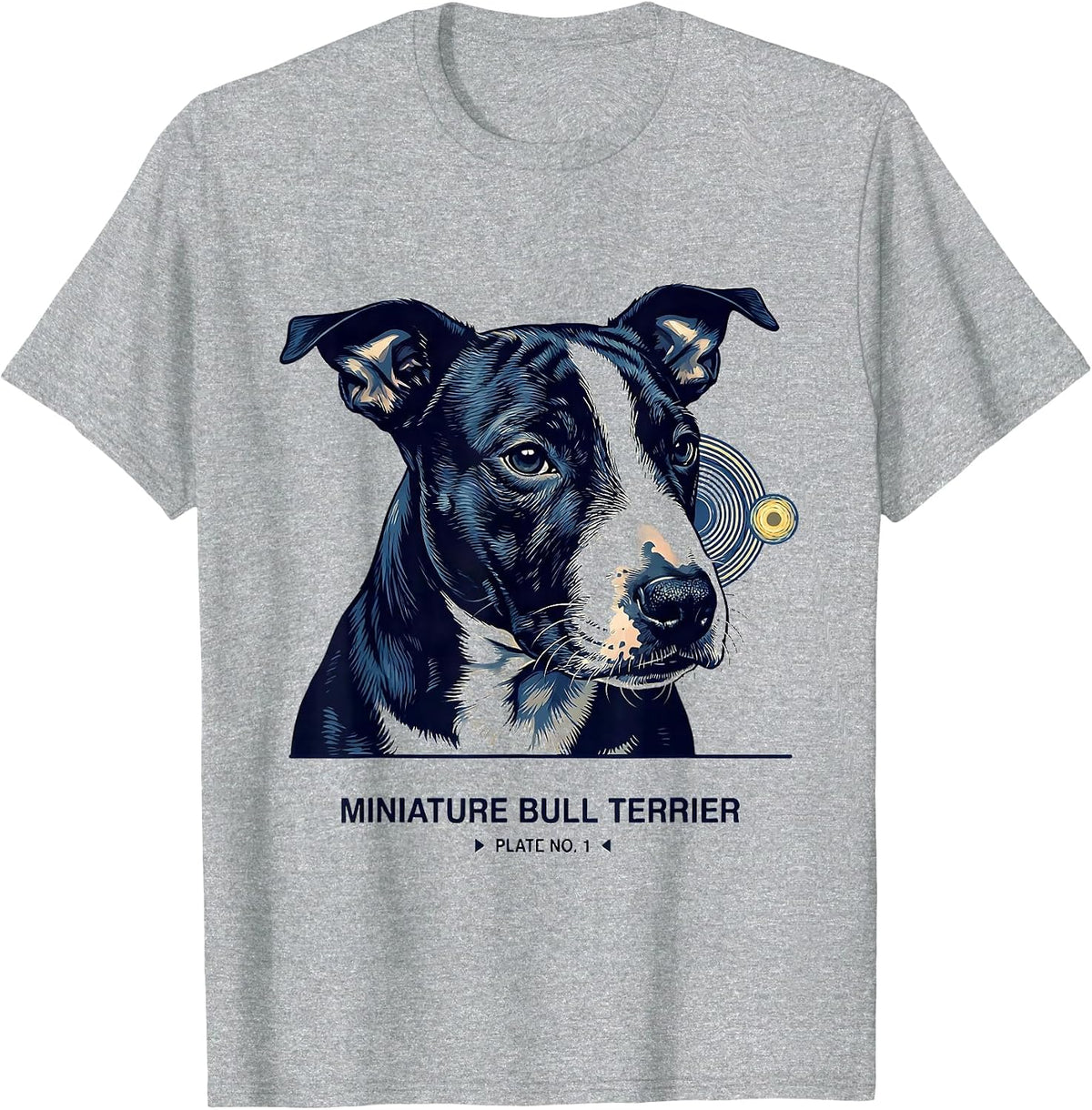 Men's Miniature Bull Terrier, Plate No. 1 Van Gogh Style Starry T-Shirt - Heather Grey