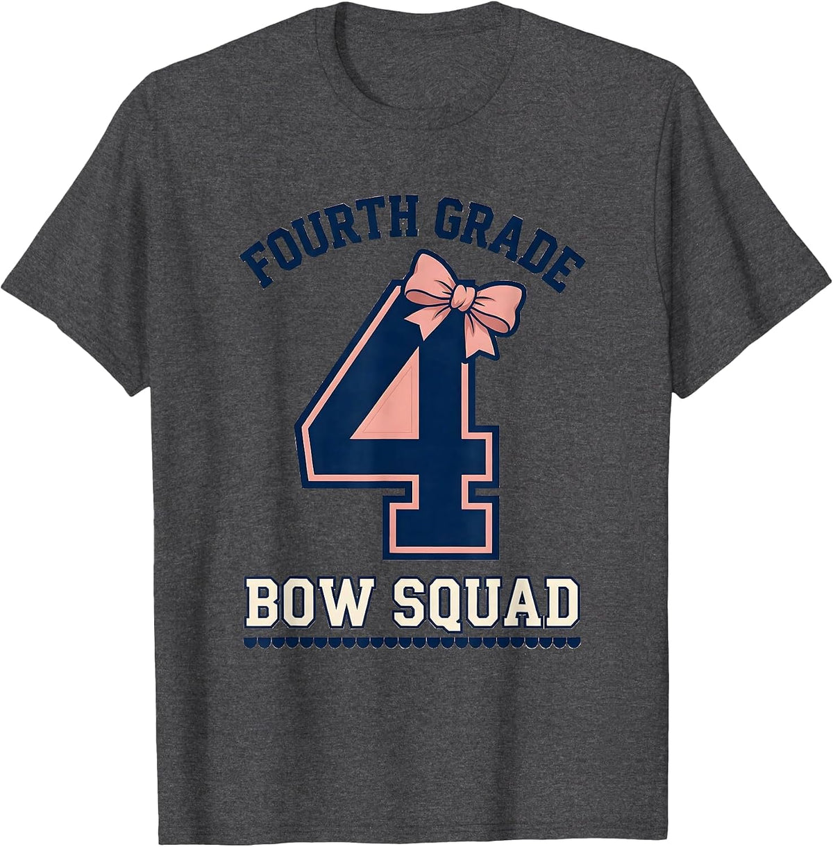 Men's Fourth Grade Bow Squad Coquette Bow Back To School Girl T-Shirt - Dark Heather Grey