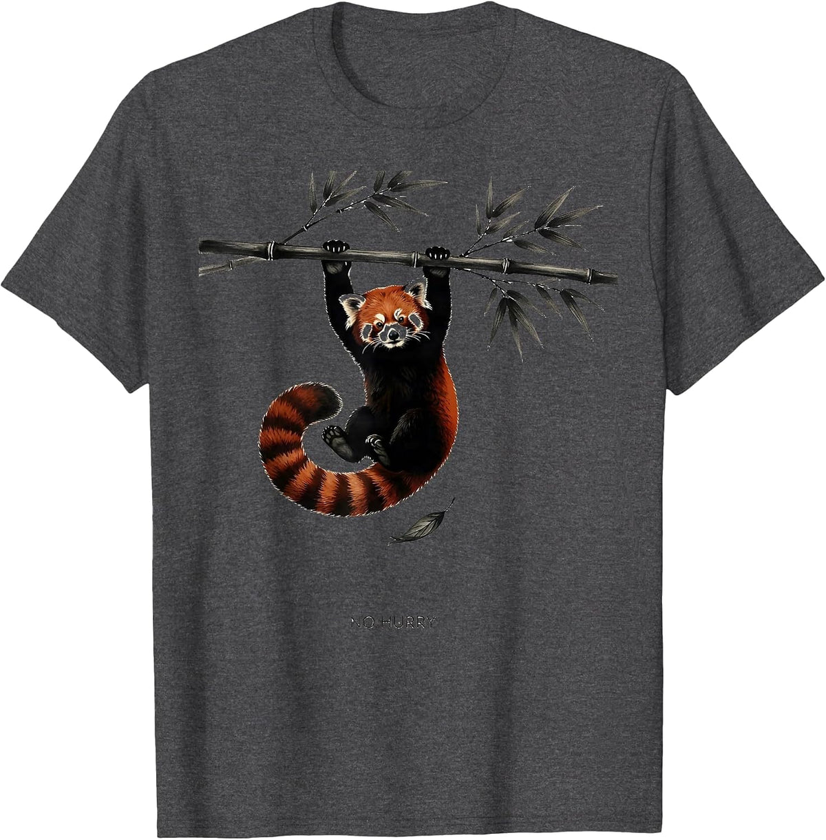 Men's No Hurry Minimalist Red Panda Cute Humor Animal Lover Gift T-Shirt - Dark Heather Grey