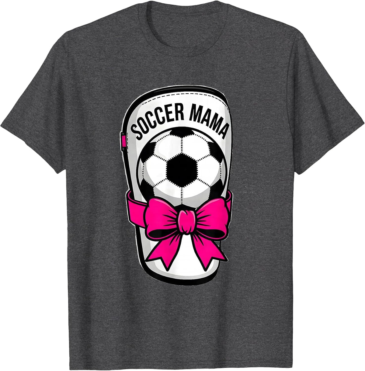 Soccer Mama Coquette Bow Youth Sports Family Pride T-Shirt - Dark Heather Grey