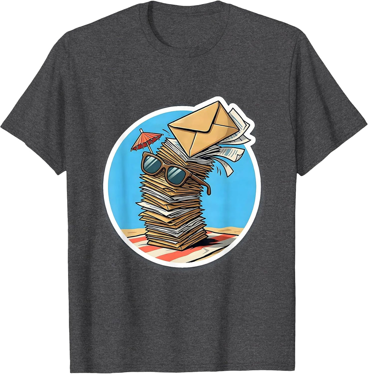 Labor Day Overflowing Inbox Beach Sarcasm T-Shirt - Dark Heather Grey