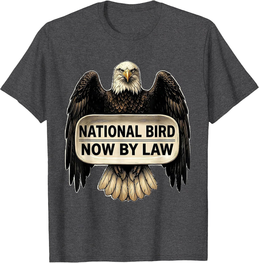 Men's National Bird Now By Law Vintage Bald Eagle Wildlife Lover T-Shirt - Dark Heather Grey