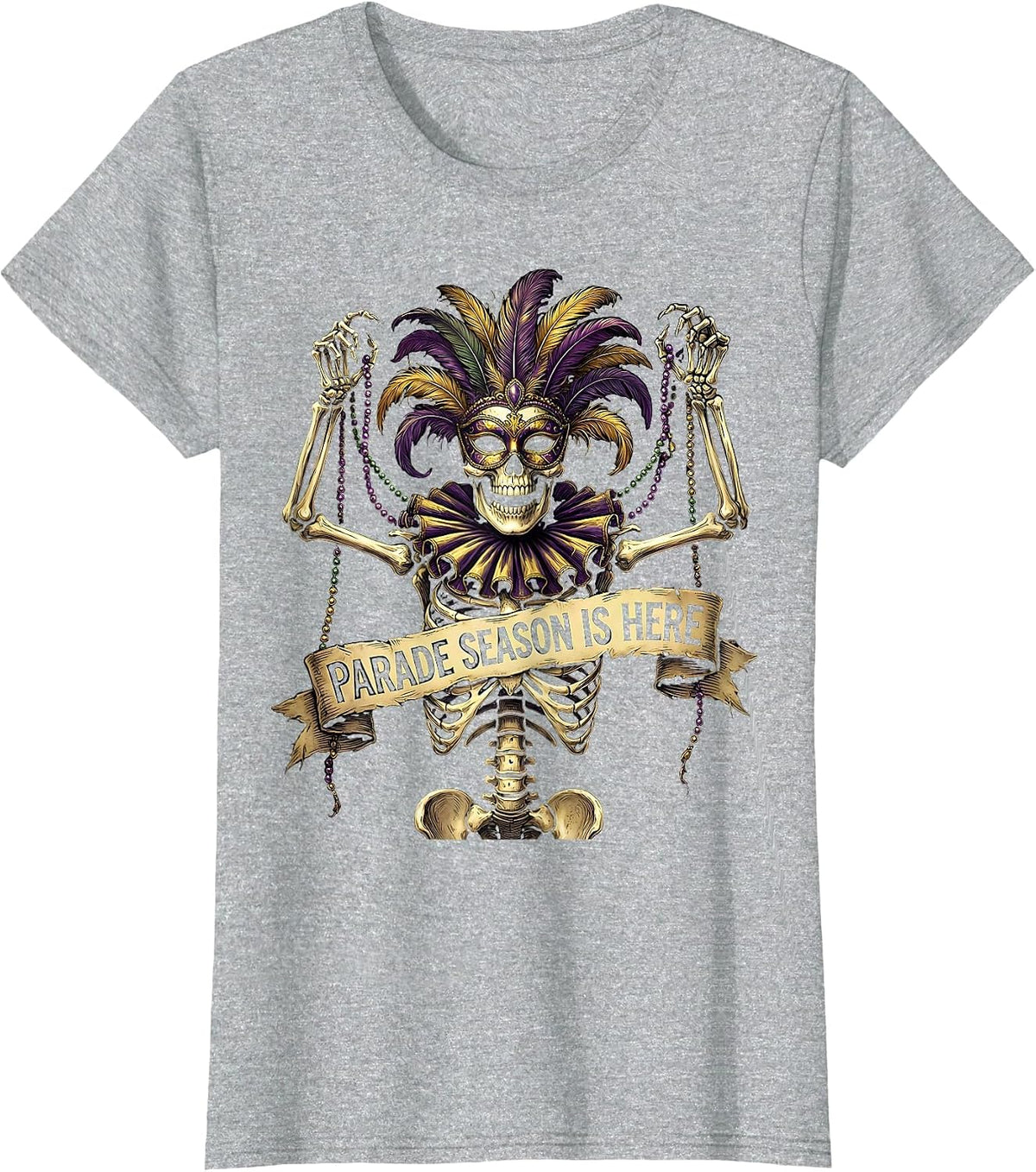 Parade Season Is Here Mardi Gras Design T-Shirt - Heather Grey