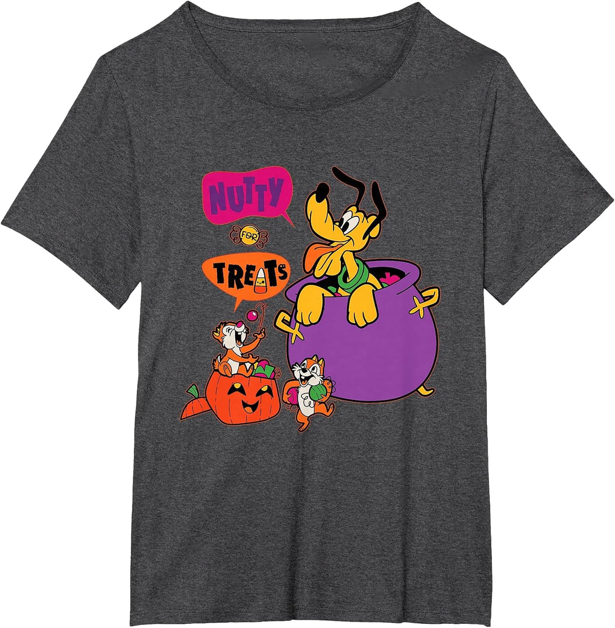 Disney Pluto and Chip 'n' Dale Nutty for Treats Halloween T-Shirt - Dark Heather Grey