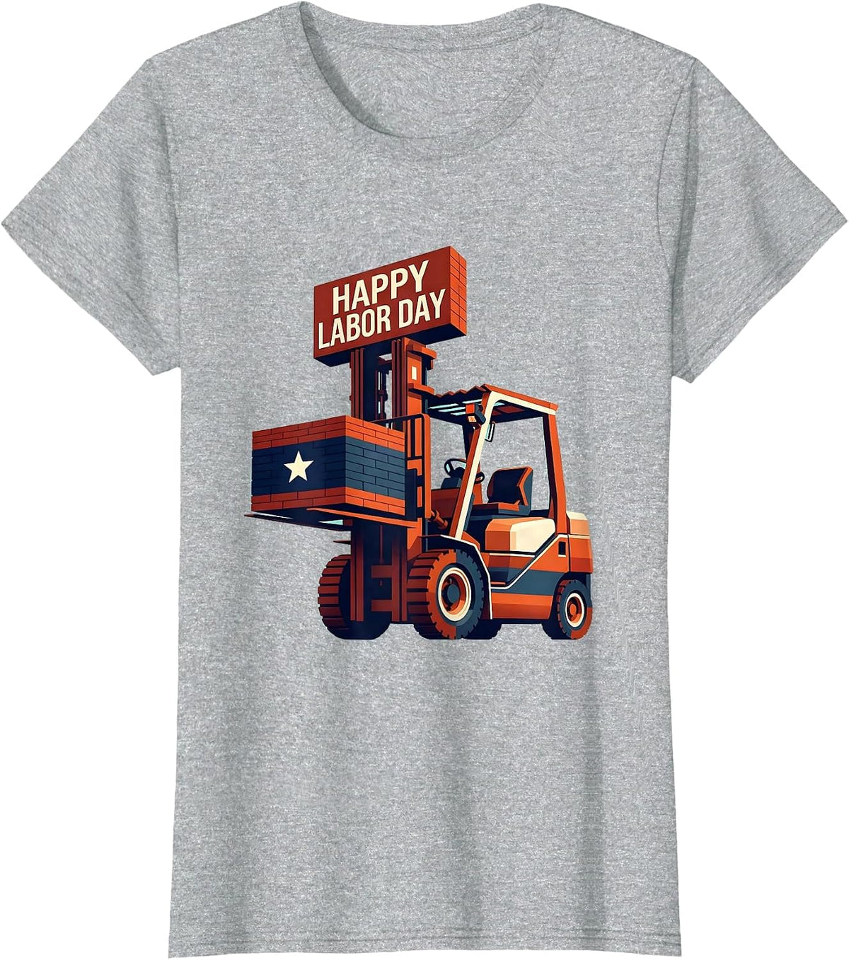 Women's Happy Labor Day Midcentury Modern Patriotic Union Worker T-Shirt - Heather Grey