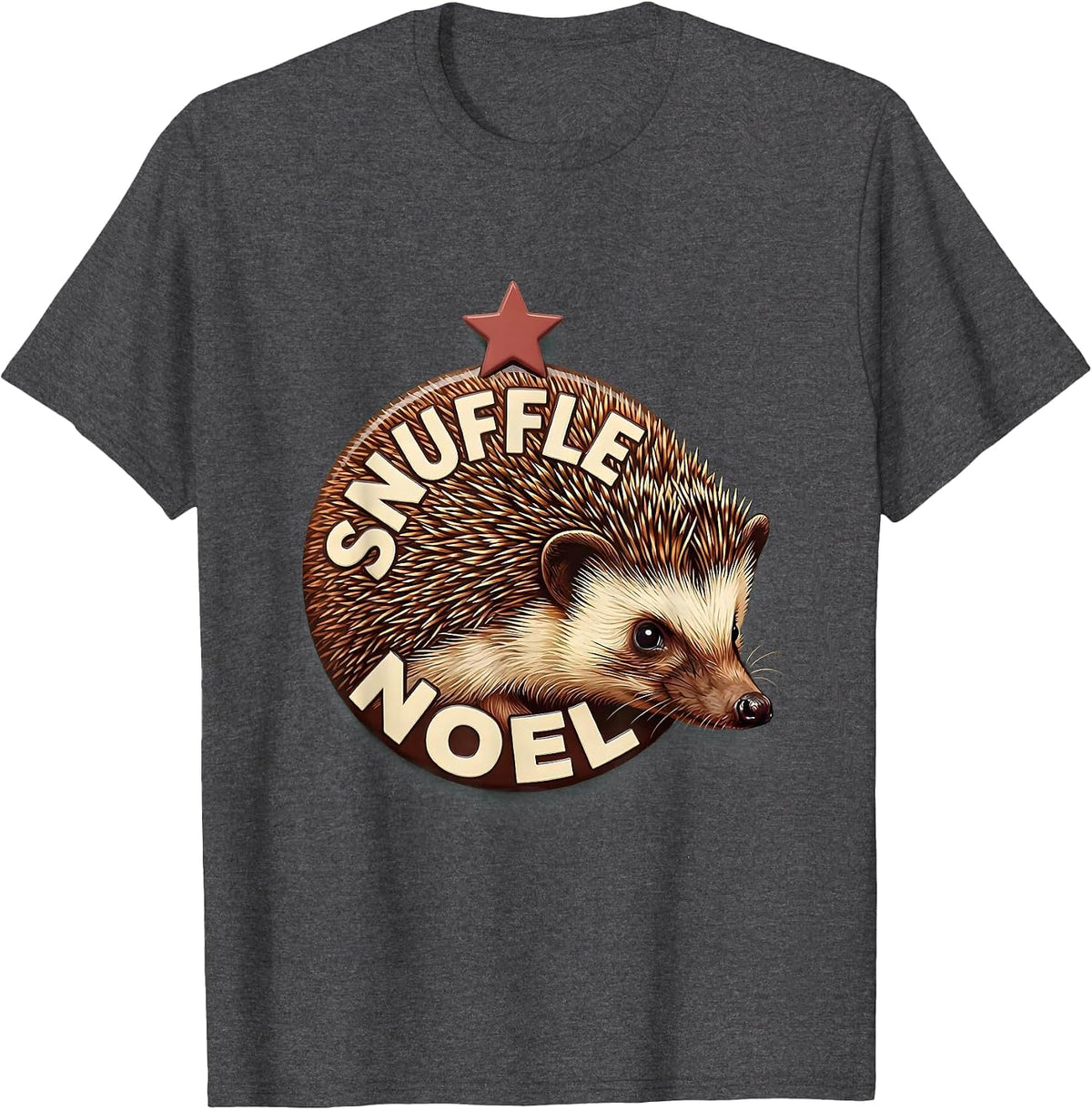Men's Snuffle Noel Cute Hedgehog Christmas Humor Gift T-Shirt - Dark Heather Grey