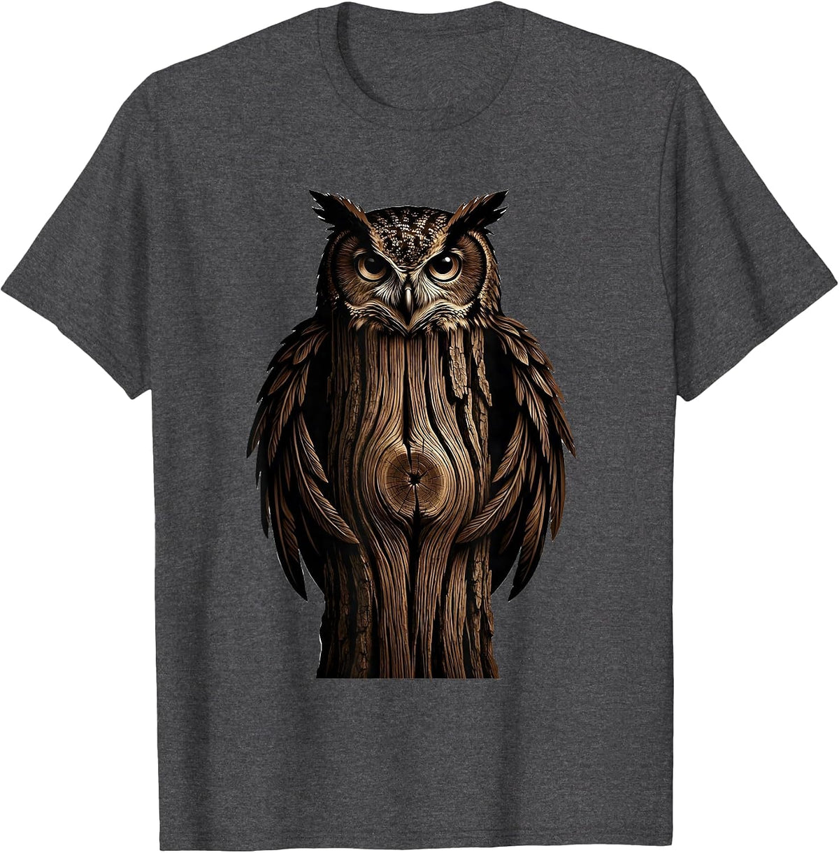 Men's Owl Camouflage Tree Bark Nature Wildlife Art T-Shirt - Dark Heather Grey