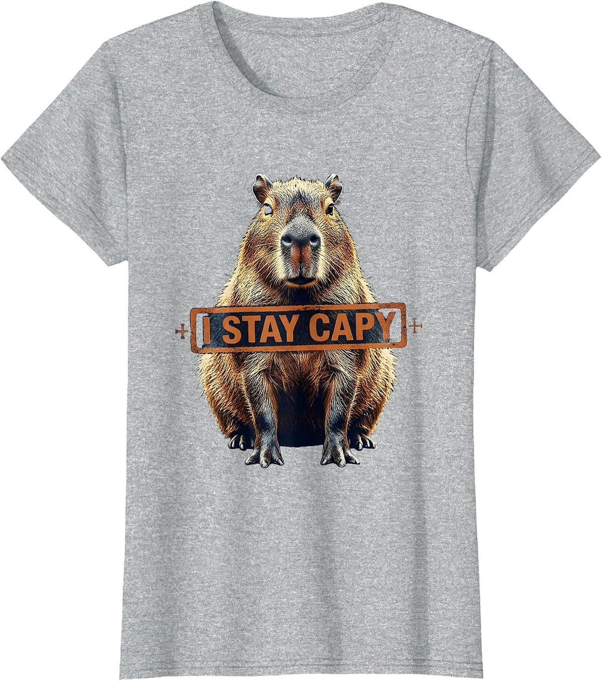 I Stay Capy Rubber Stamp Funny Capybara Meme Animal Lover T-Shirt - Heather Grey