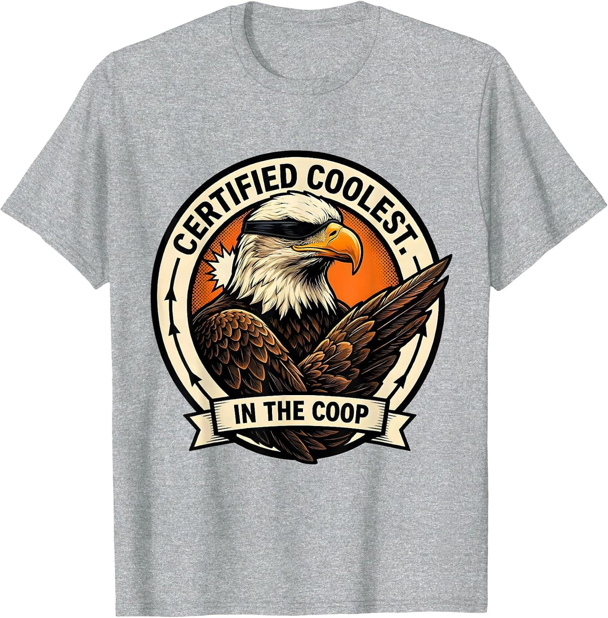 Men's Certified Coolest In The Coop Comic Book Eagle Mascot Humor T-Shirt - Heather Grey