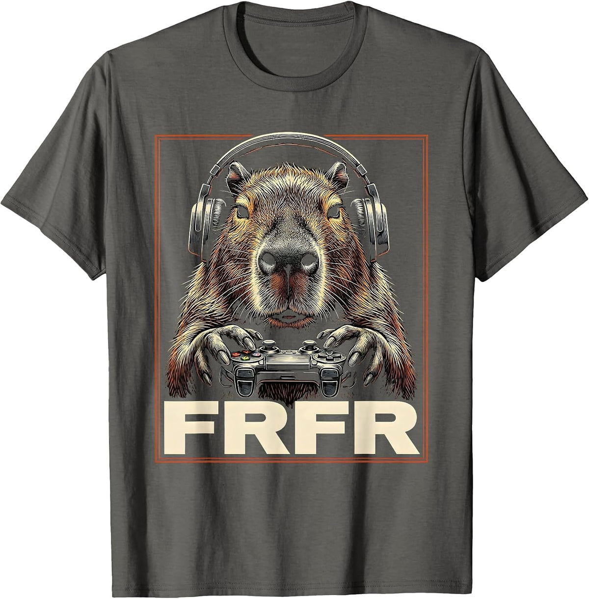 Frfr Capybara Gamer Meme Humor Funny Teen Gift T-Shirt - Asphalt Grey