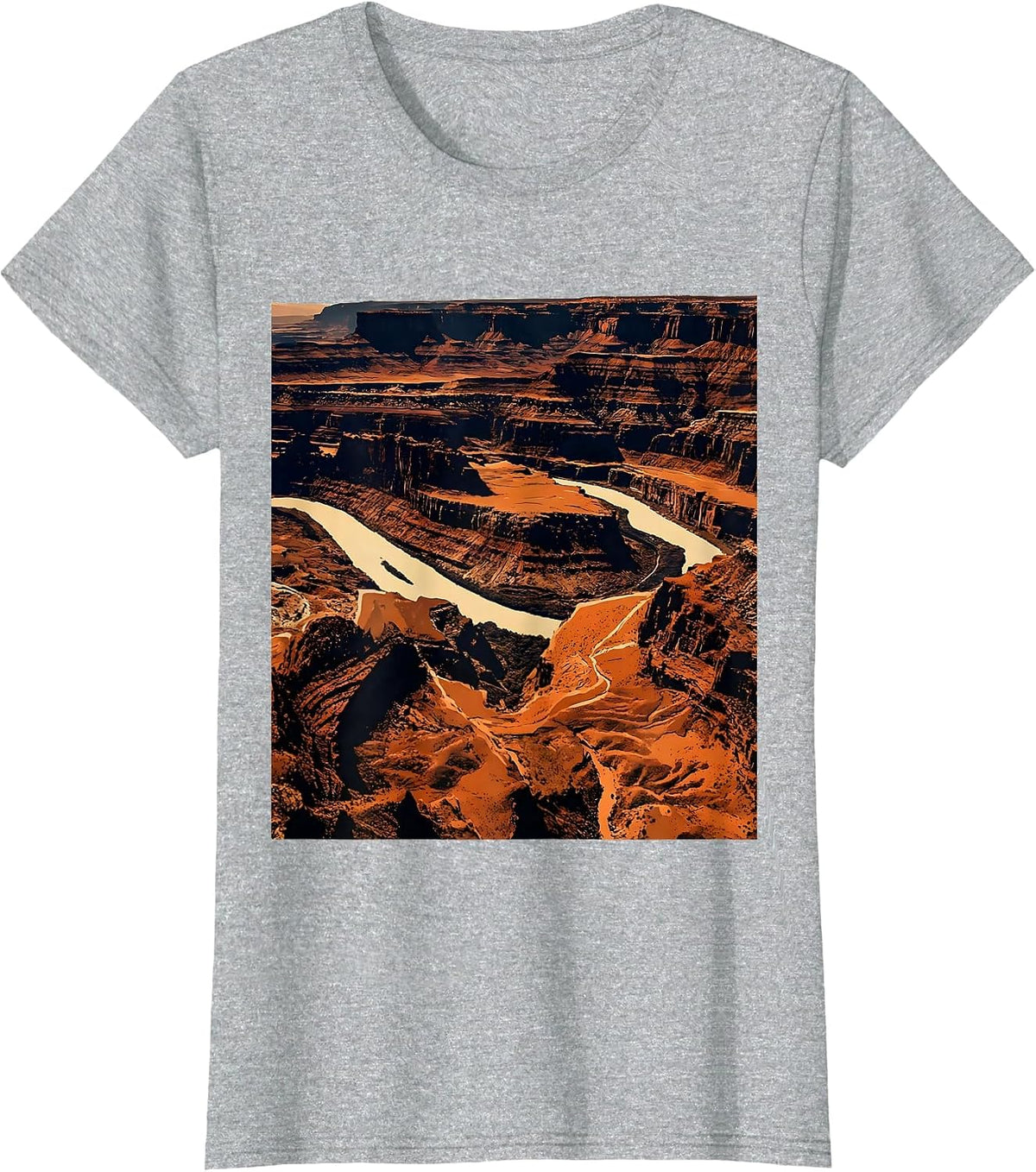 Women's Grand Canyon Aerial Labyrinth Canyon View Design T-Shirt - Heather Grey