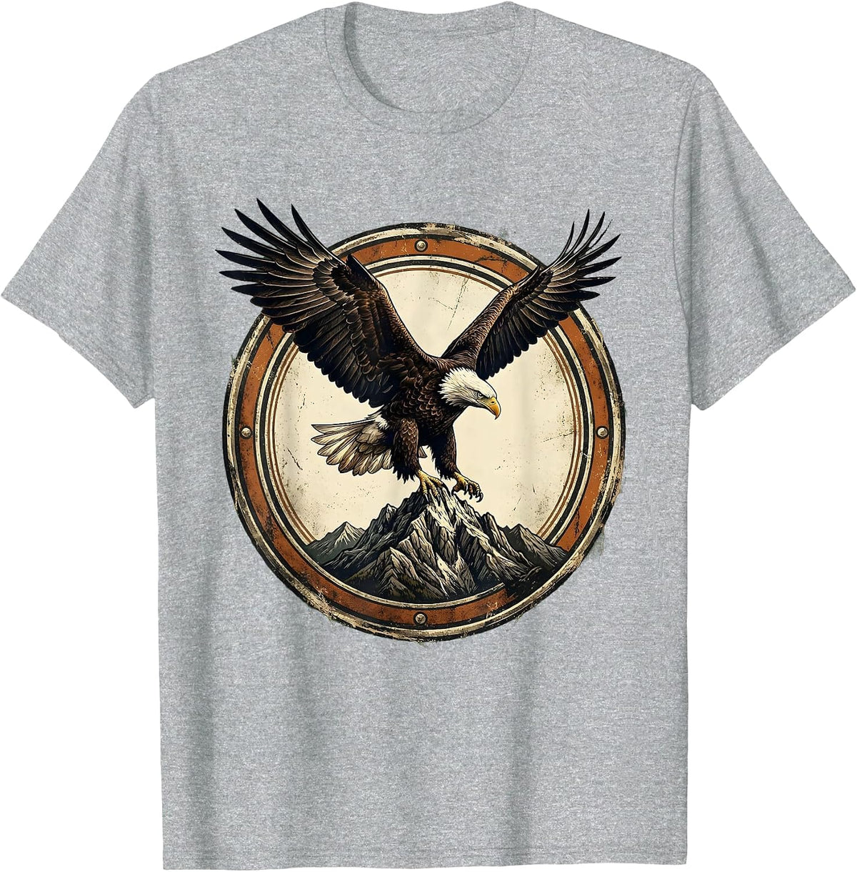 Men's God Is Good Bald Eagle Mountain Summit Design T-Shirt - Heather Grey