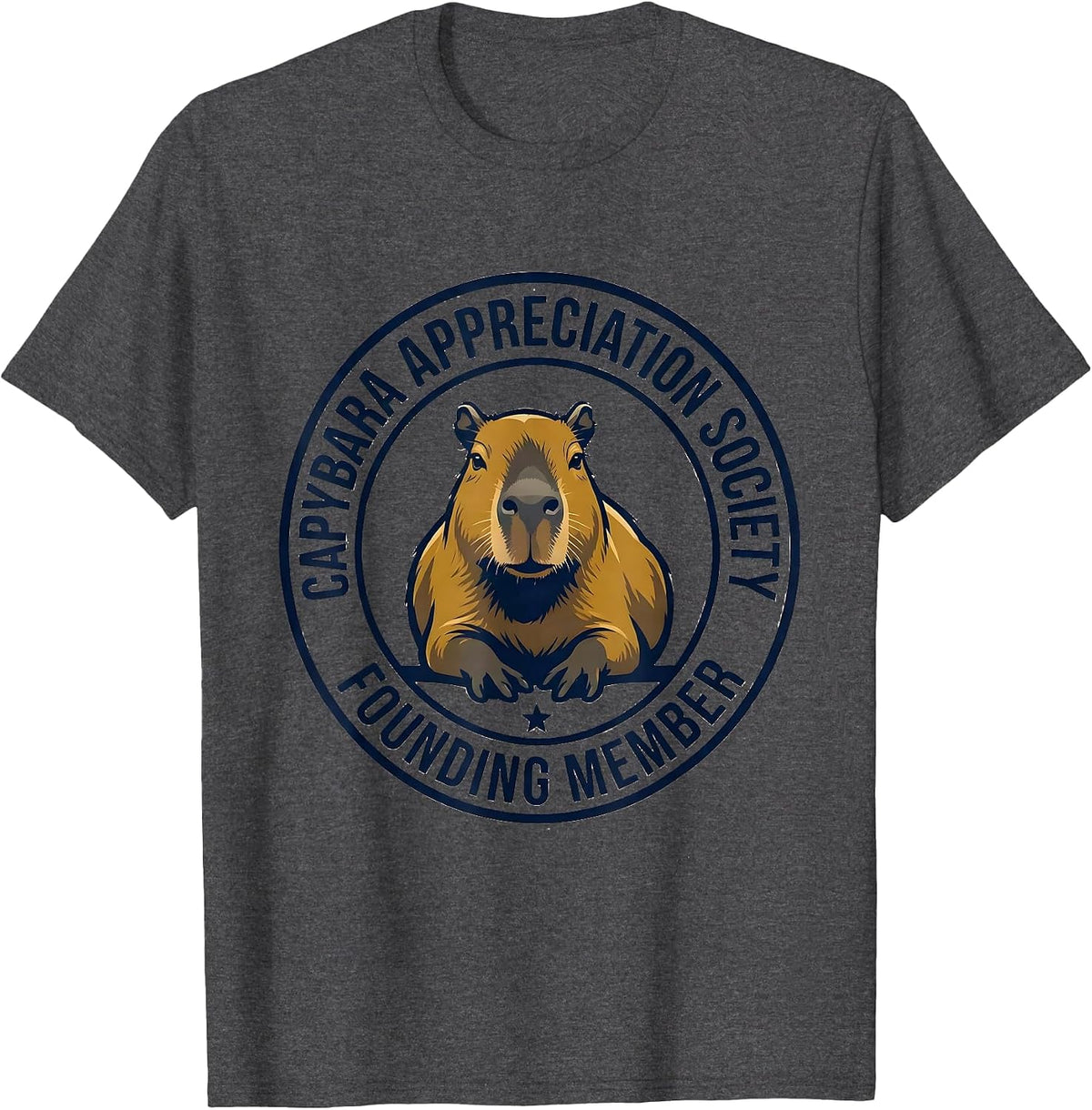 Men's Capybara Appreciation Society, Founding Member Funny T-Shirt - Dark Heather Grey