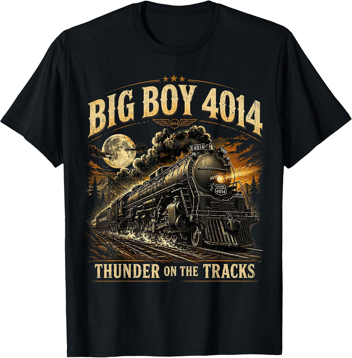 Big Boy 4014 Vintage Steam Locomotive Retro Tee T-Shirt - Black