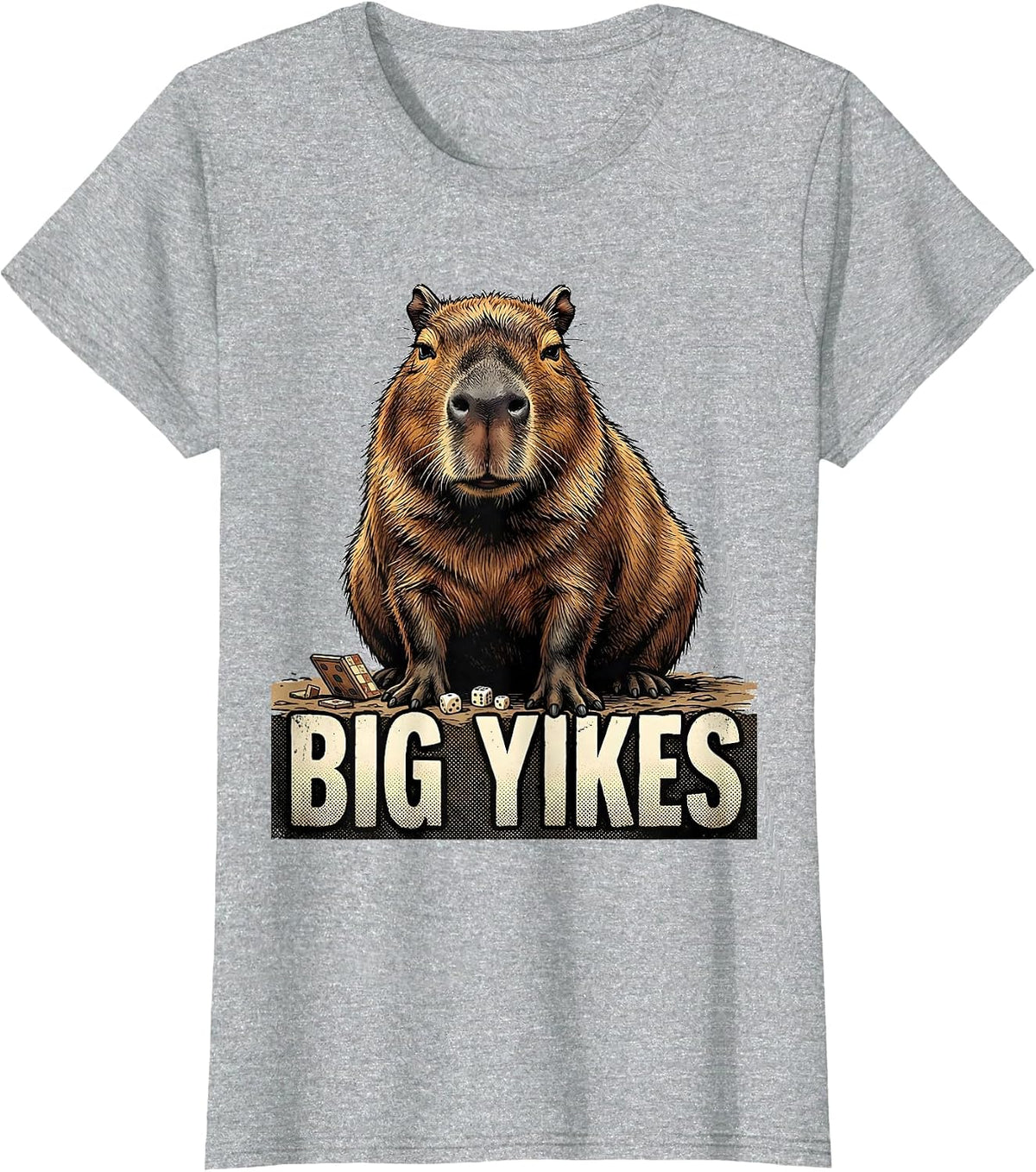 Big Yikes Funny Capybara Animal Meme Gamer Humor T-Shirt - Heather Grey