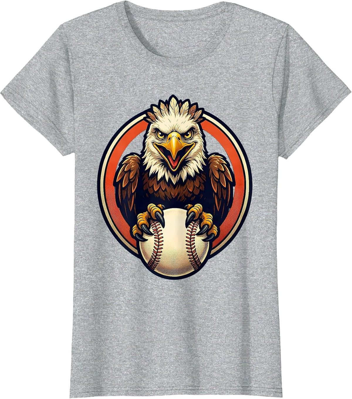 Eagle Clutching Baseball Graphic Tee T-Shirt - Heather Grey