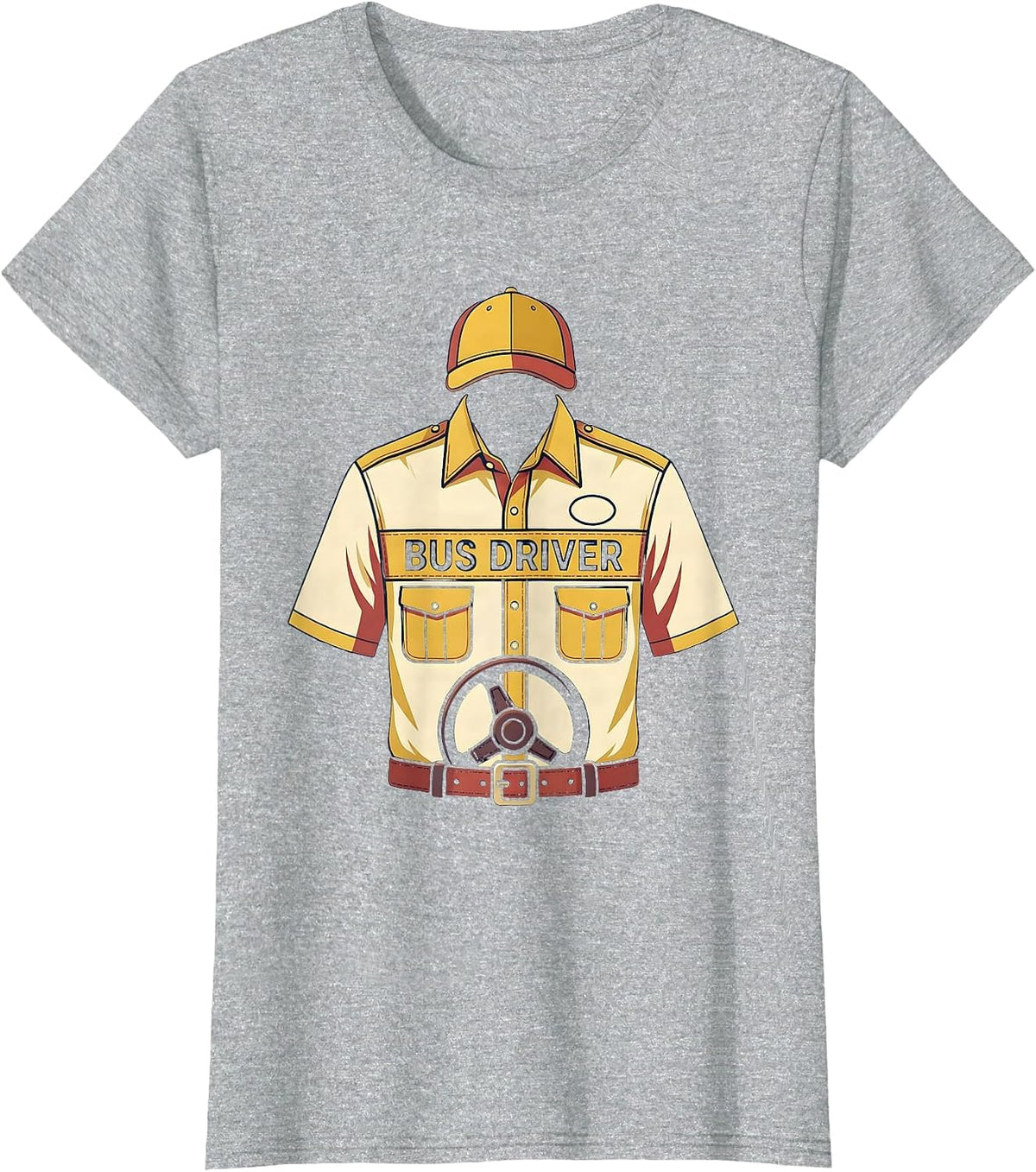 Women's Bus Driver Costume Halloween Lazy Occupation Uniform T-Shirt - Heather Grey