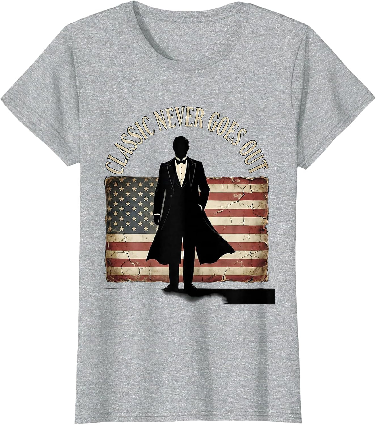 Women's Classic Never Goes Out Tuxedo Graphic Design T-Shirt - Heather Grey