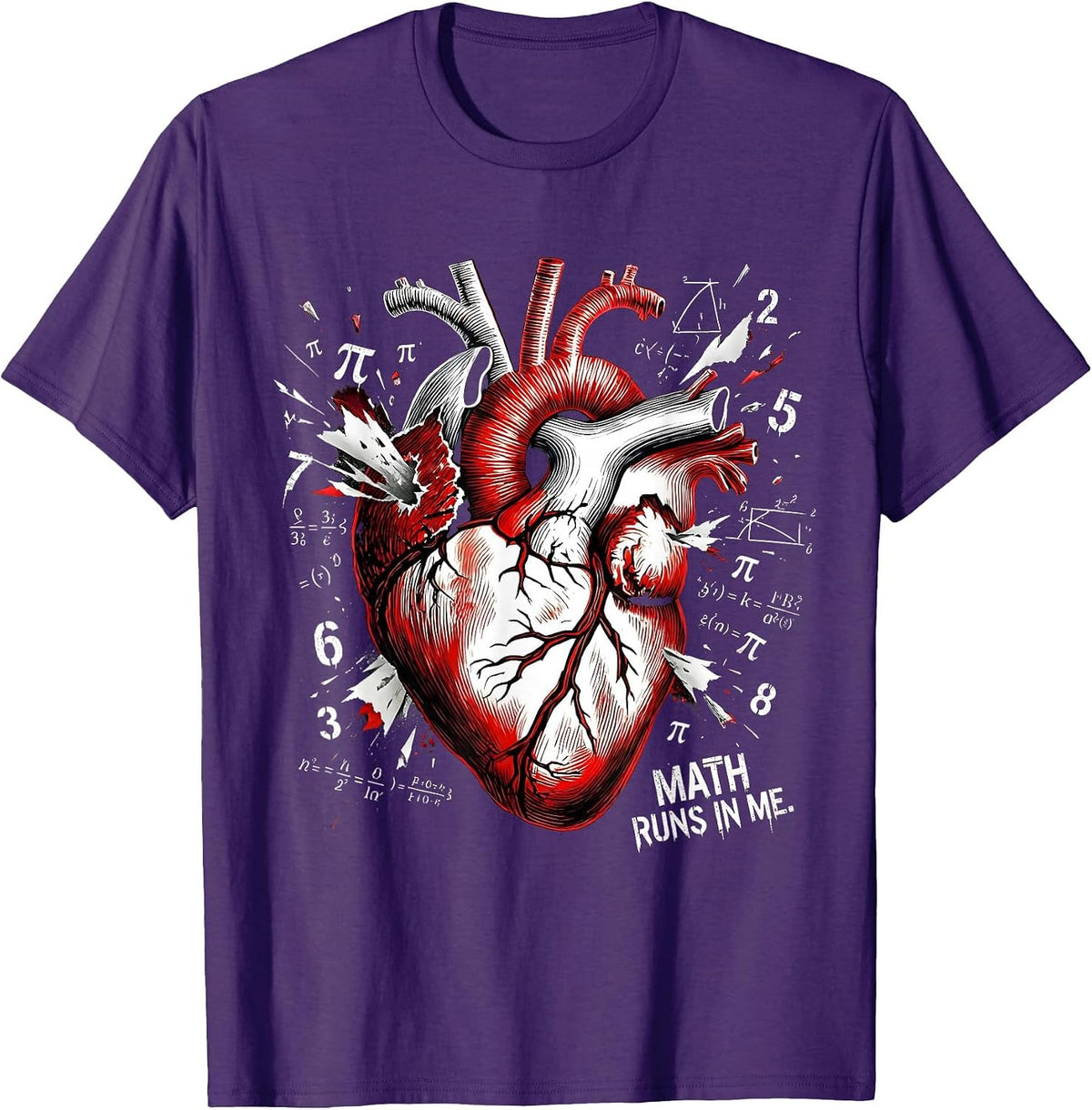 Math Runs In Me Math Teacher Design T-Shirt - Purple