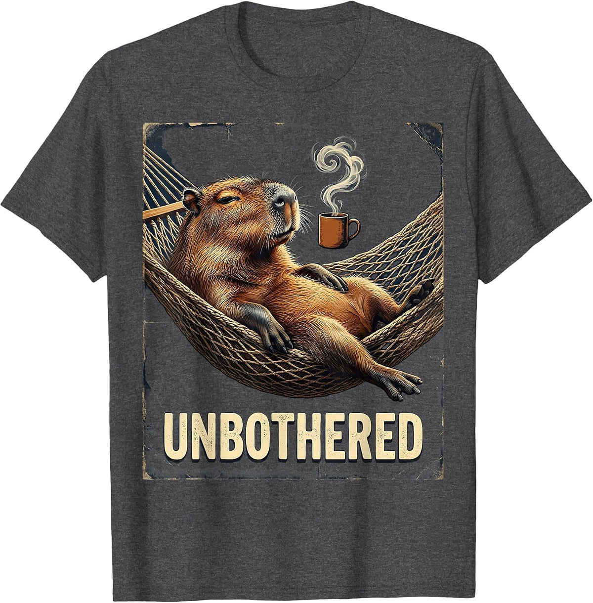 Vintage Capybara Lounging Meme Humor Animal Lover T-Shirt - Dark Heather Grey