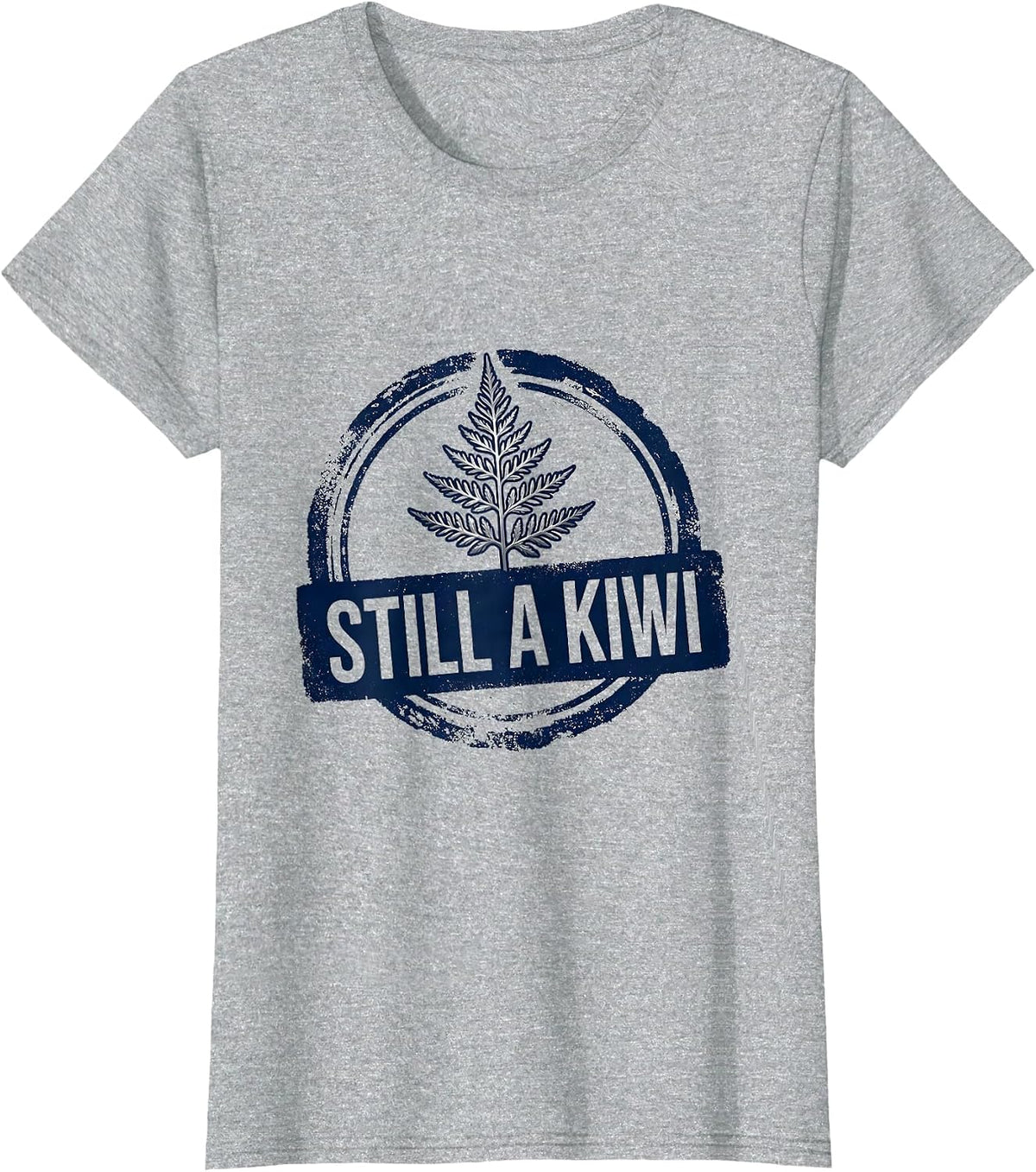 Still A Kiwi Rubber Stamp Fern Rugby Fan National Pride T-Shirt - Heather Grey