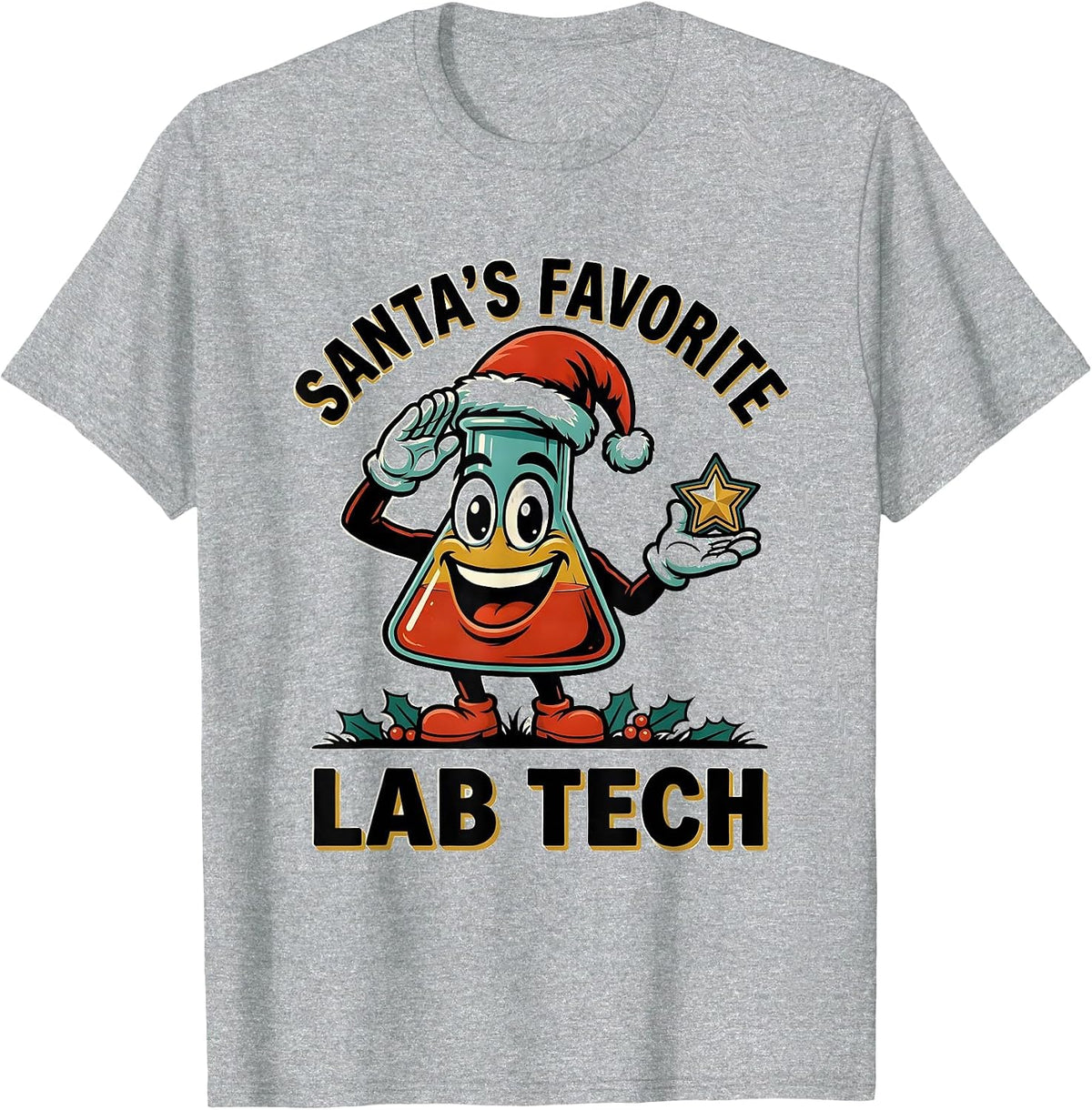 Men's Santa's Favorite Lab Tech Funny Pharmacy Technician T-Shirt - Heather Grey