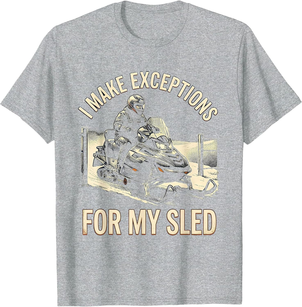 Men's I Make Exceptions For My Sled Vintage Snowmobiling Humor T-Shirt - Heather Grey