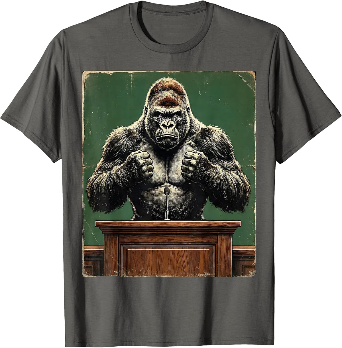 Master Debater Gorilla Chest Pound Debate Stage T-Shirt - Asphalt Grey