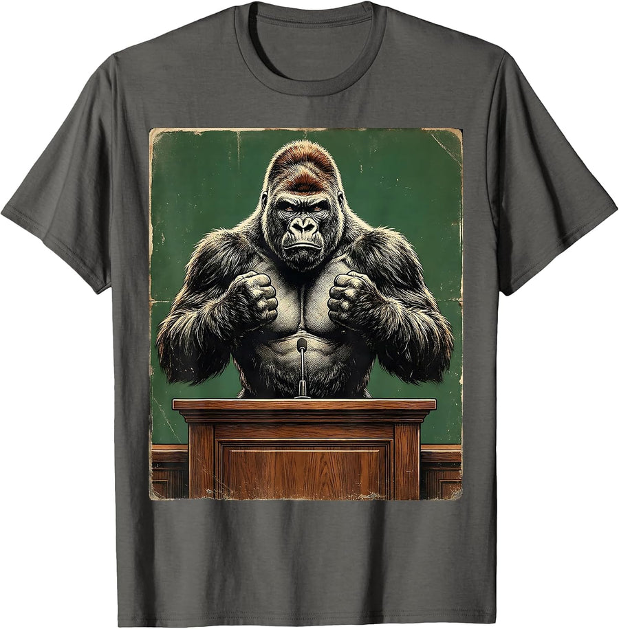 Master Debater Gorilla Chest Pound Debate Stage T-Shirt - Asphalt Grey
