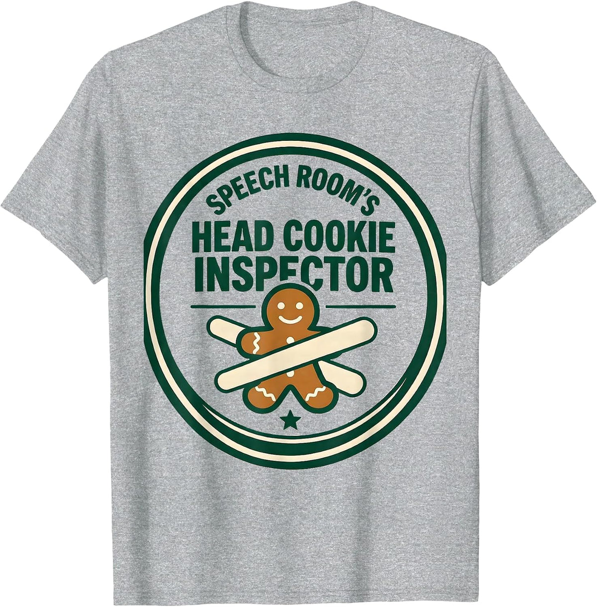 Men's Speech Room's Head Cookie Inspector Funny Speech Therapist T-Shirt - Heather Grey