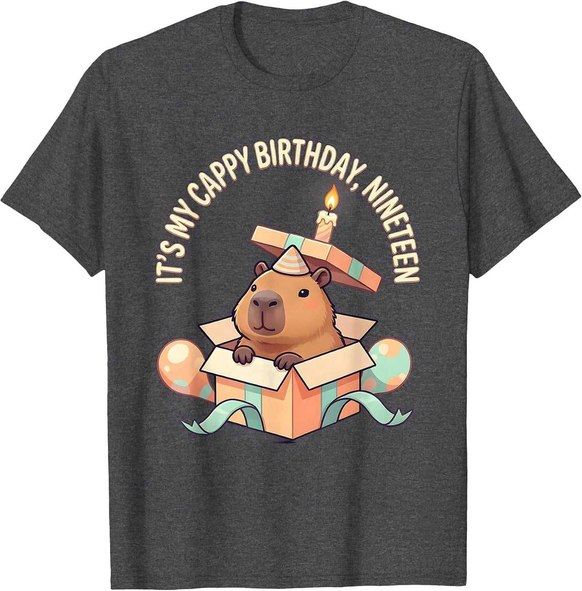 It's My Cappy Birthday Nineteen Cute Kawaii Capybara T-Shirt - Dark Heather Grey