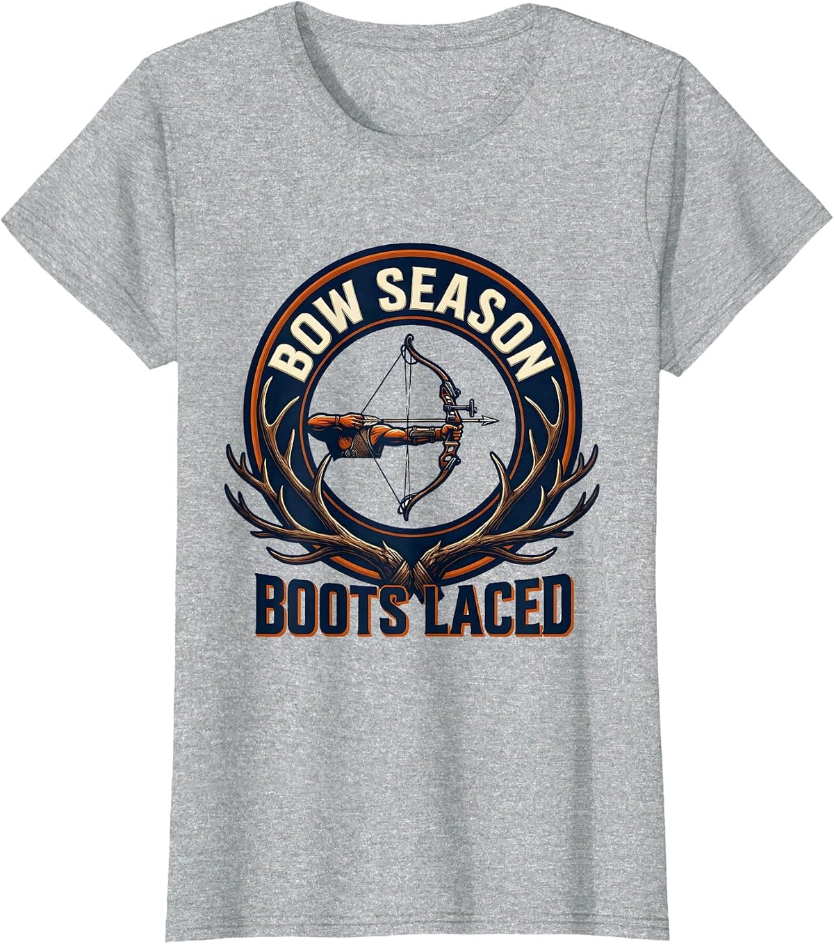 Bow Season Boots Laced Archery Bowhunter Deer Hunting T-Shirt - Heather Grey