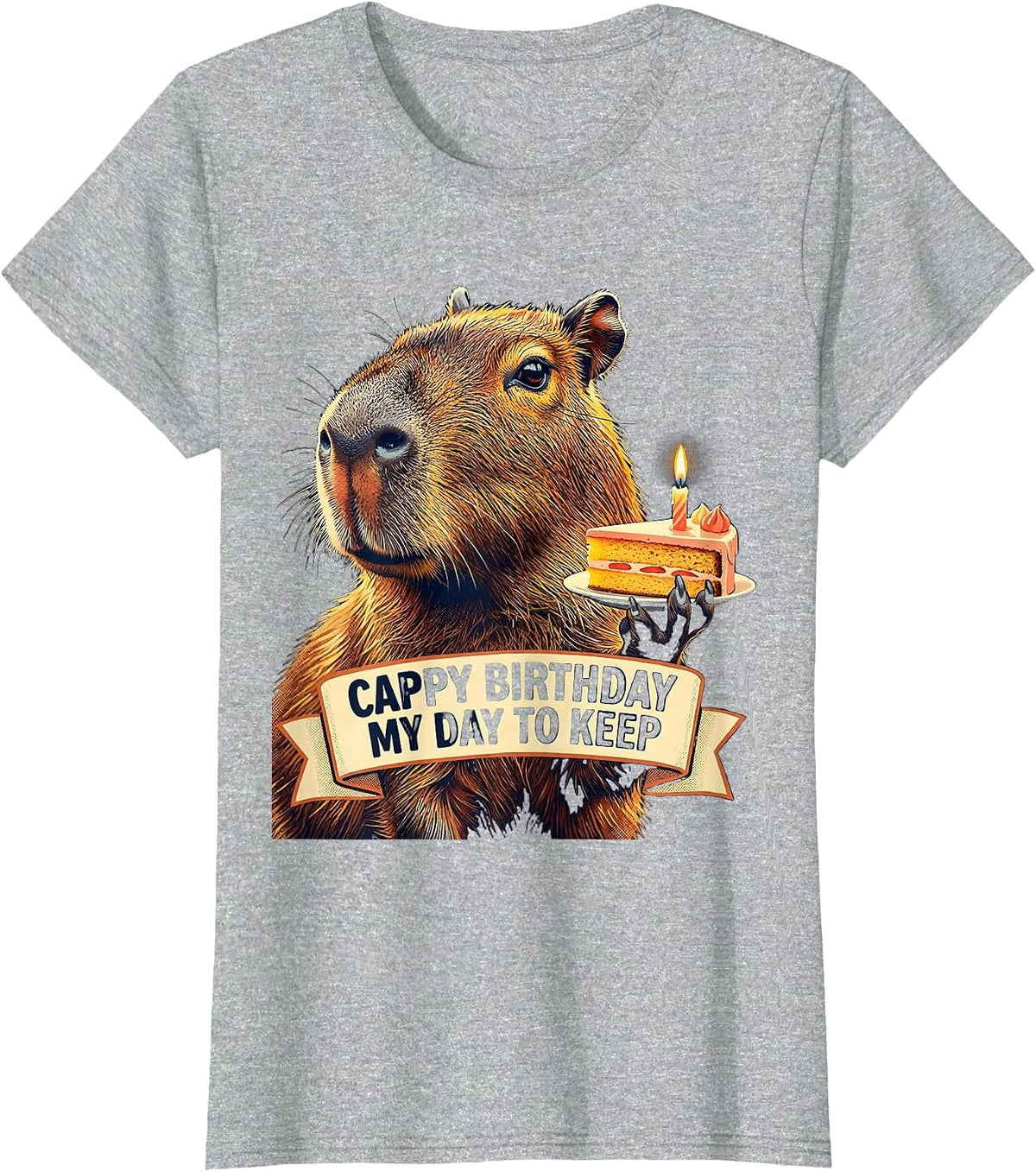 Cappy Birthday My Day To Keep Kawaii Capybara Kids Party T-Shirt - Heather Grey