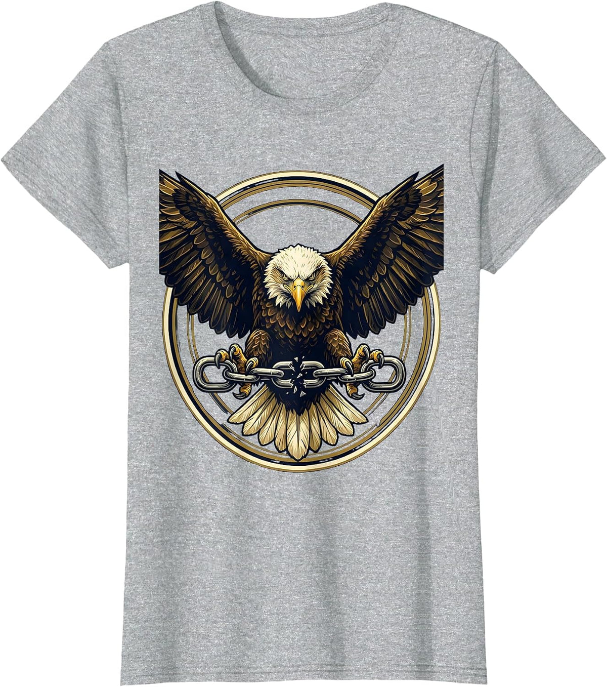 Freedom Eagle Broken Shackle Graphic Tee T-Shirt - Heather Grey