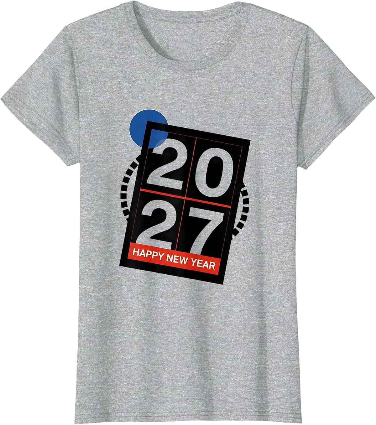 Happy New Year 2027 Bauhaus Modernist Family Party T-Shirt - Heather Grey