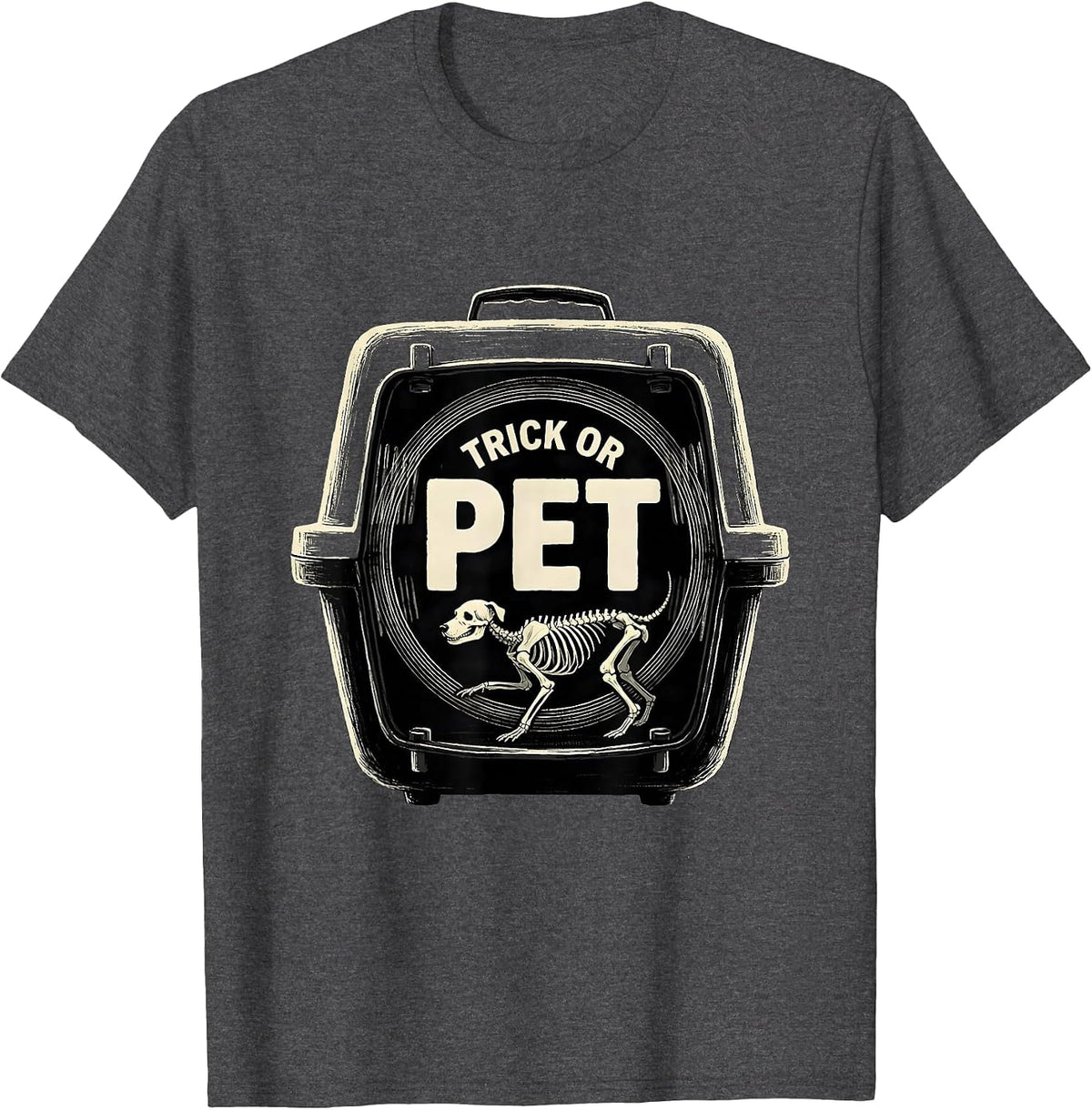 Trick Or PET Radiology Tech Halloween X-Ray Tech Humor T-Shirt - Dark Heather Grey