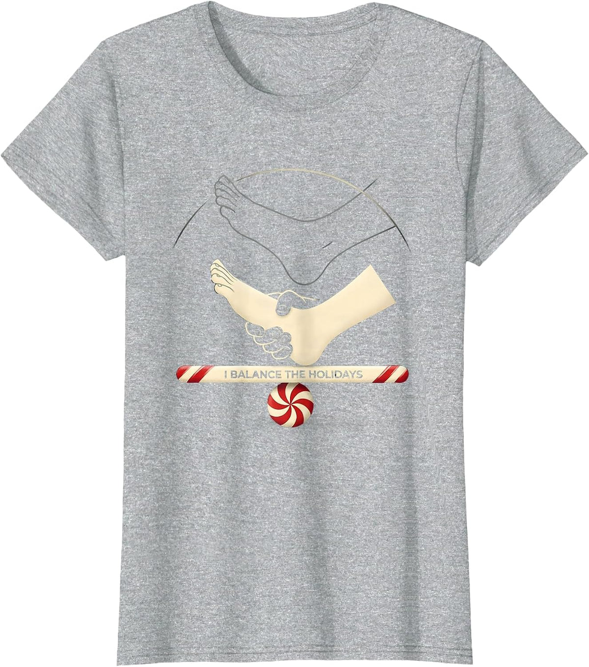 I Balance The Holidays Funny Physical Therapist Christmas T-Shirt - Heather Grey