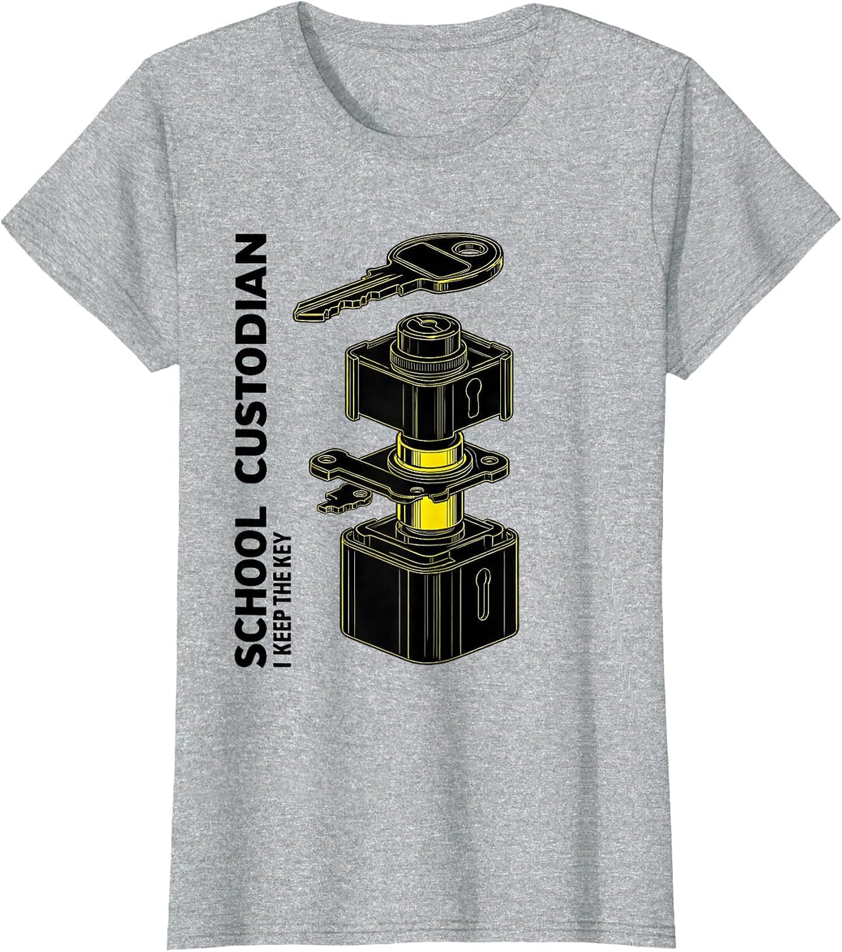 School Custodian, I Keep The Key Funny Custodian T-Shirt - Heather Grey