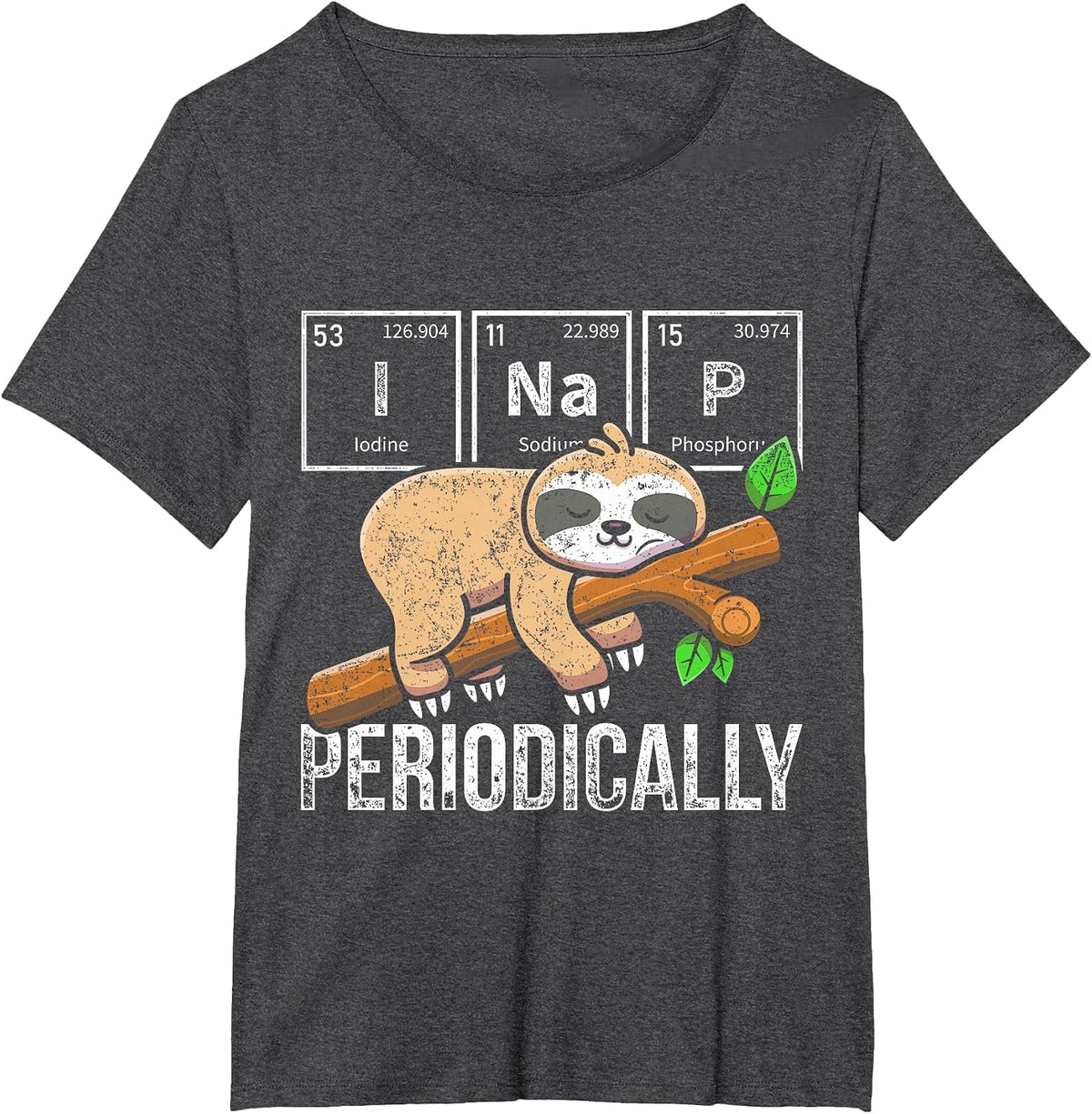 Cute Sloth Animal Periodic Table Science Chemist Chemistry T-Shirt - Dark Heather Grey