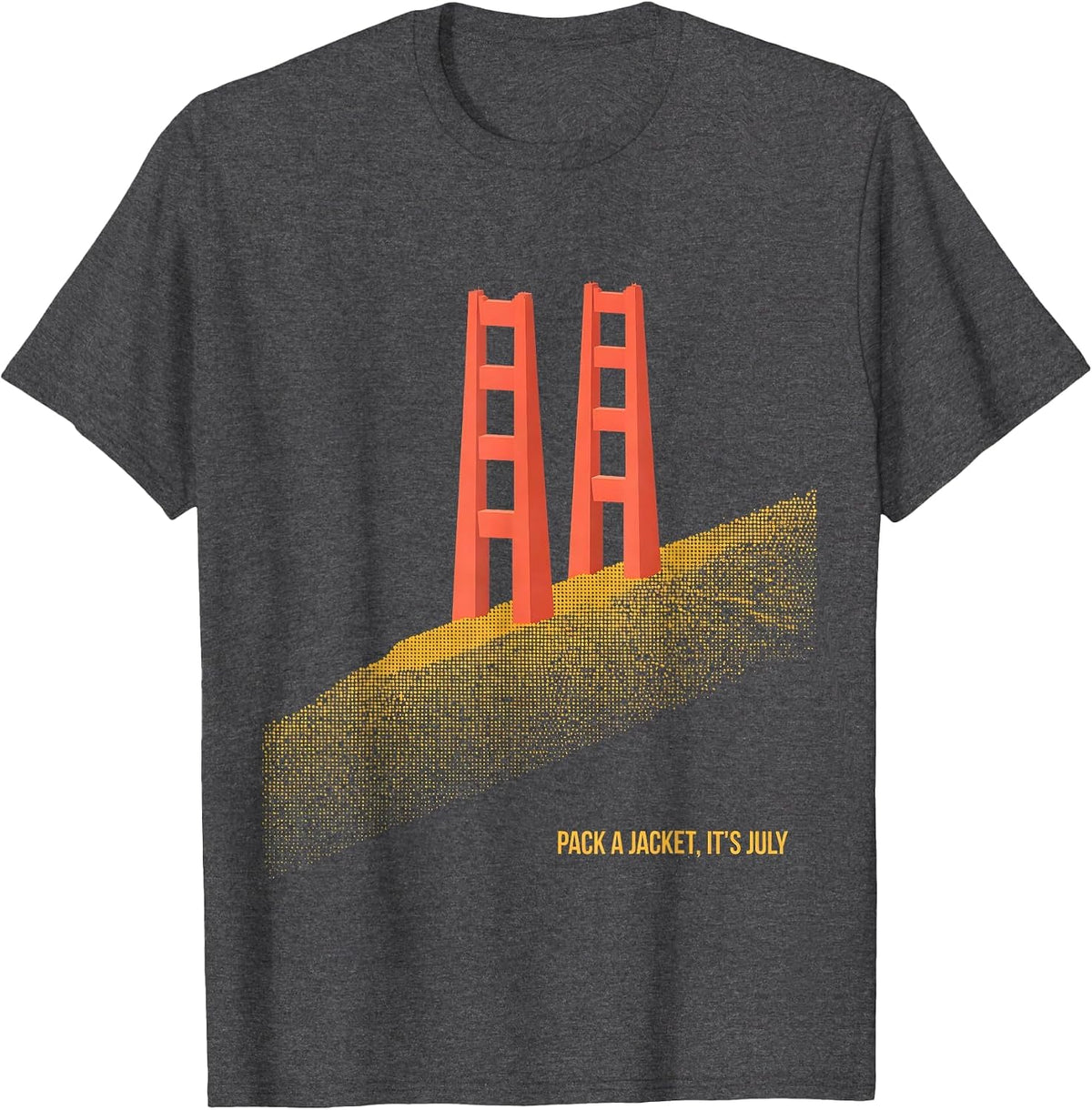 Pack A Jacket It's July Retro Golden Gate Bridge San T-Shirt - Dark Heather Grey