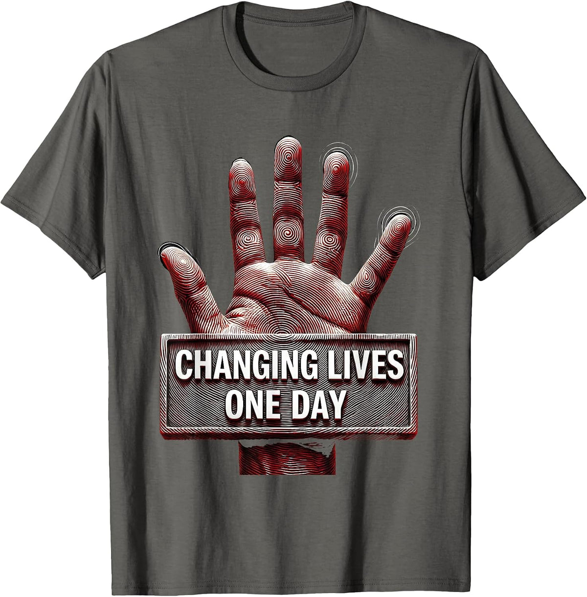 Changing Lives One Day Social Worker Design T-Shirt - Asphalt Grey