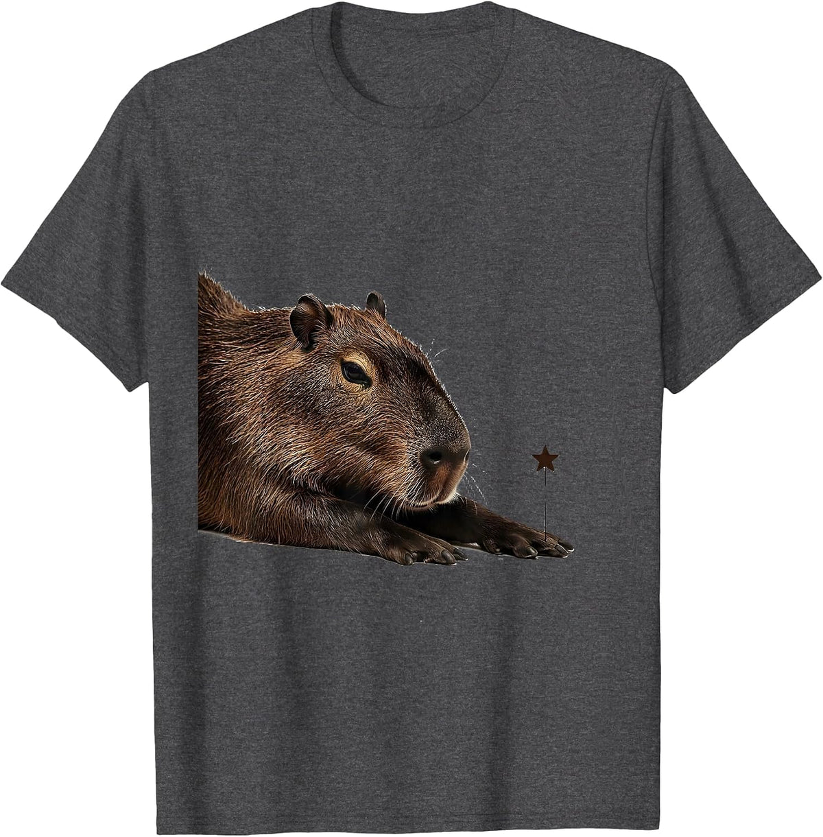 Men's Capybara Christmas Lights Funny Animal Lover Humor T-Shirt - Dark Heather Grey