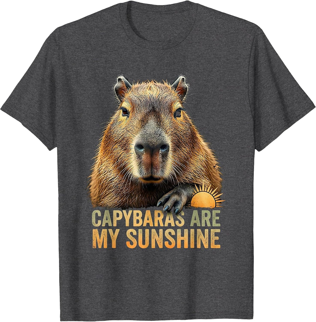 Men's Capybaras Are My Sunshine Funny Animal Meme Gamer Gift T-Shirt - Dark Heather Grey