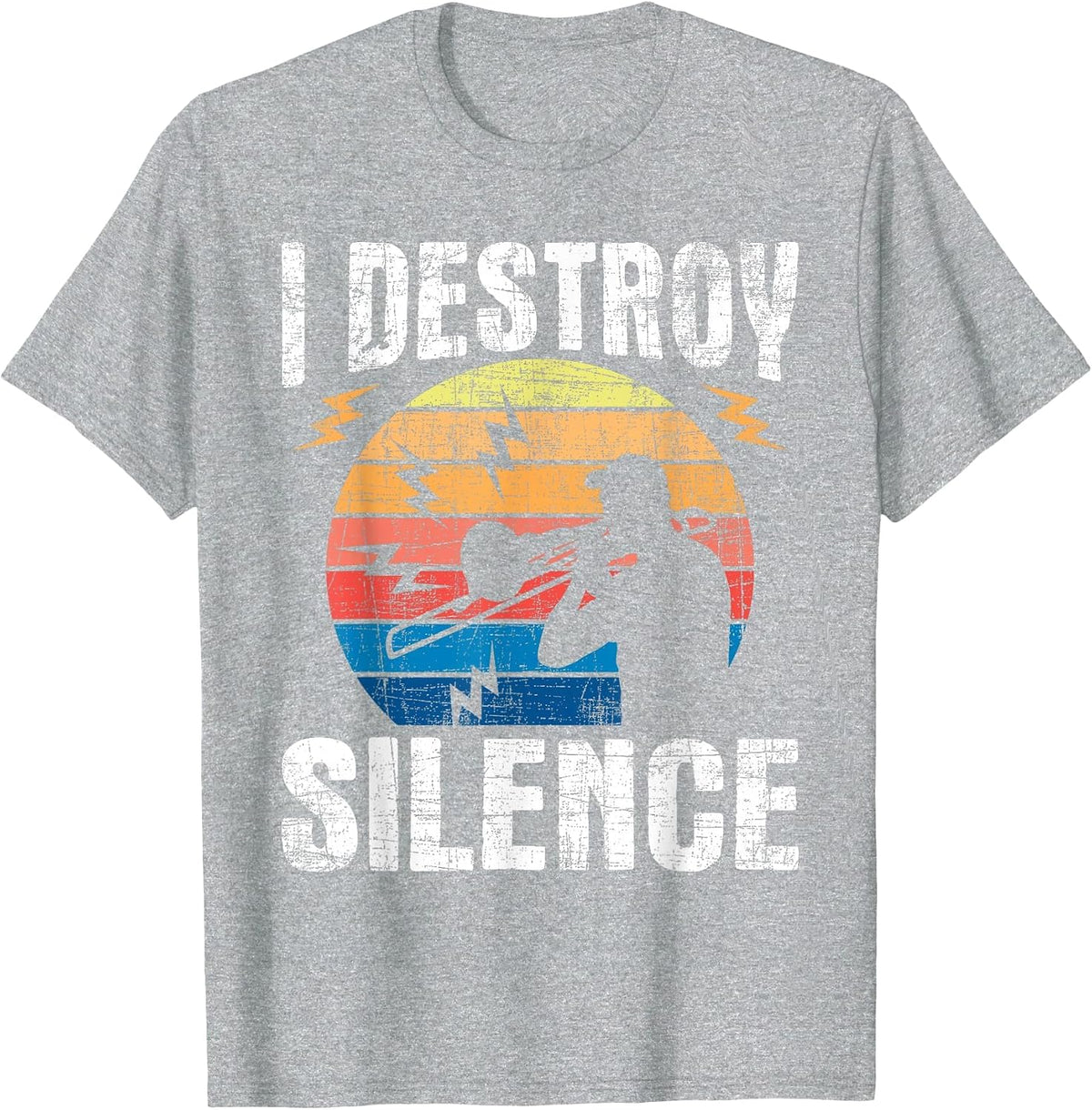 I Destroy Silence - Retro Vintage Trombone Player T-Shirt - Heather Grey