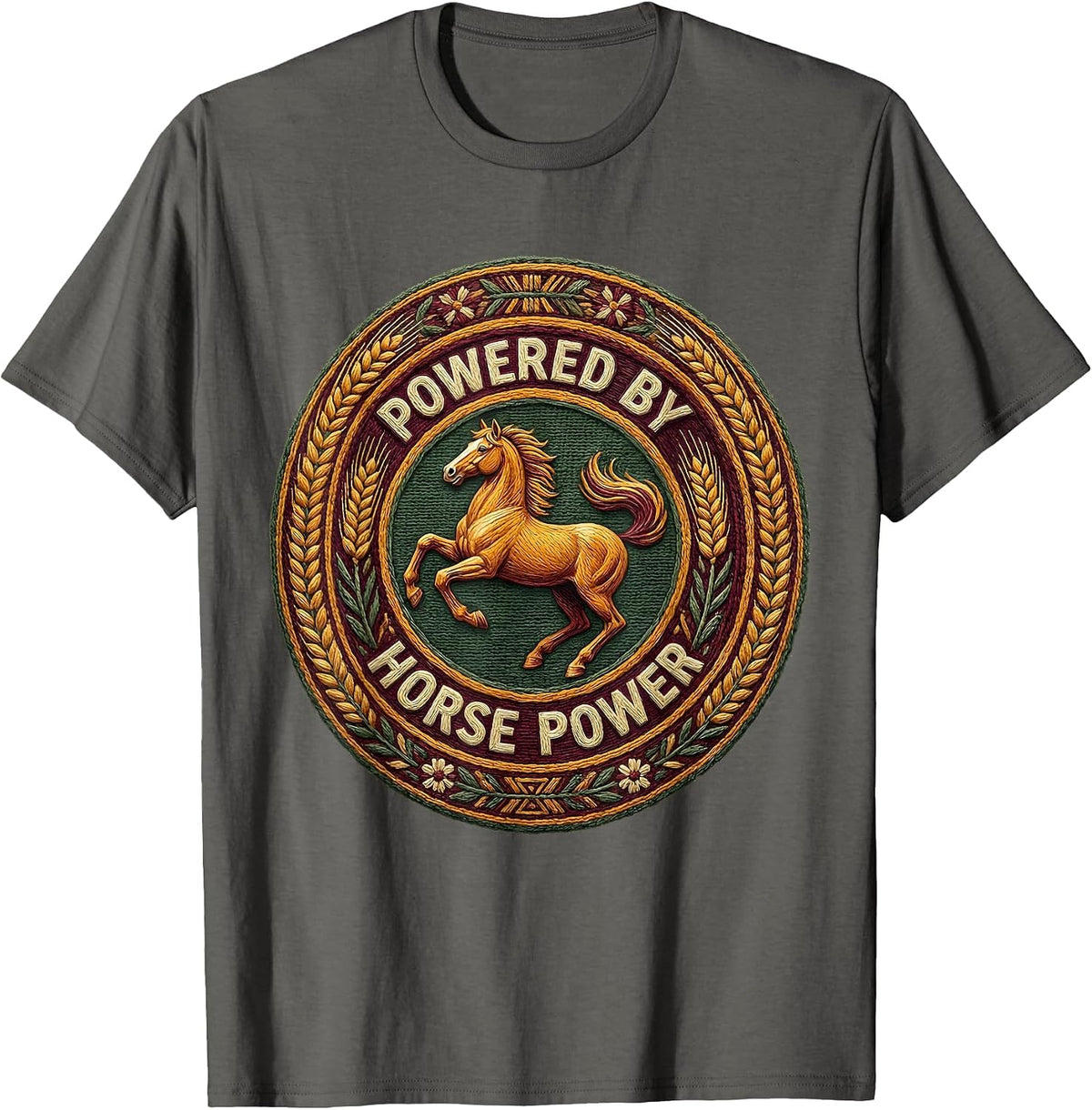 Powered by Horse Power Equestrian Design T-Shirt - Asphalt Grey
