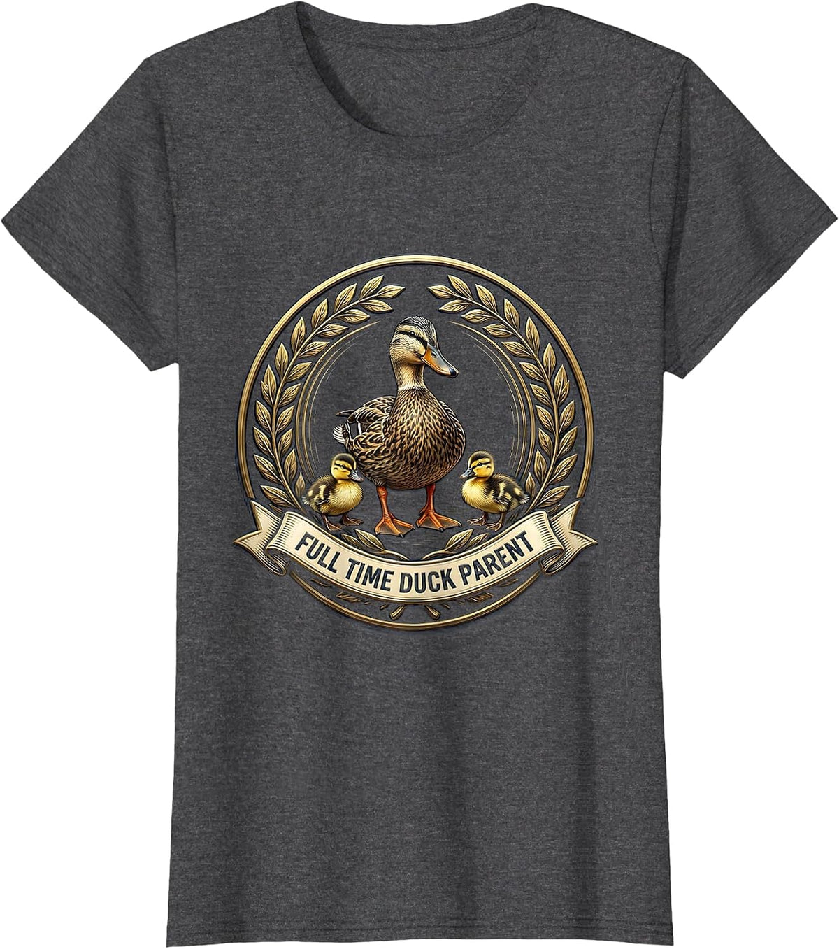 Women's Full Time Duck Parent Funny Duck Lover Design T-Shirt - Dark Heather Grey