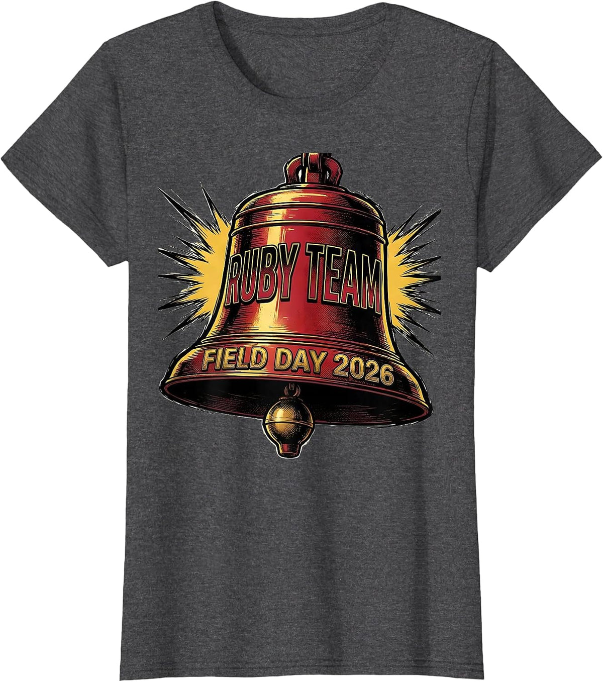 Women's Ruby Team Field Day 2026 Comic Book Teacher Kids T-Shirt - Dark Heather Grey