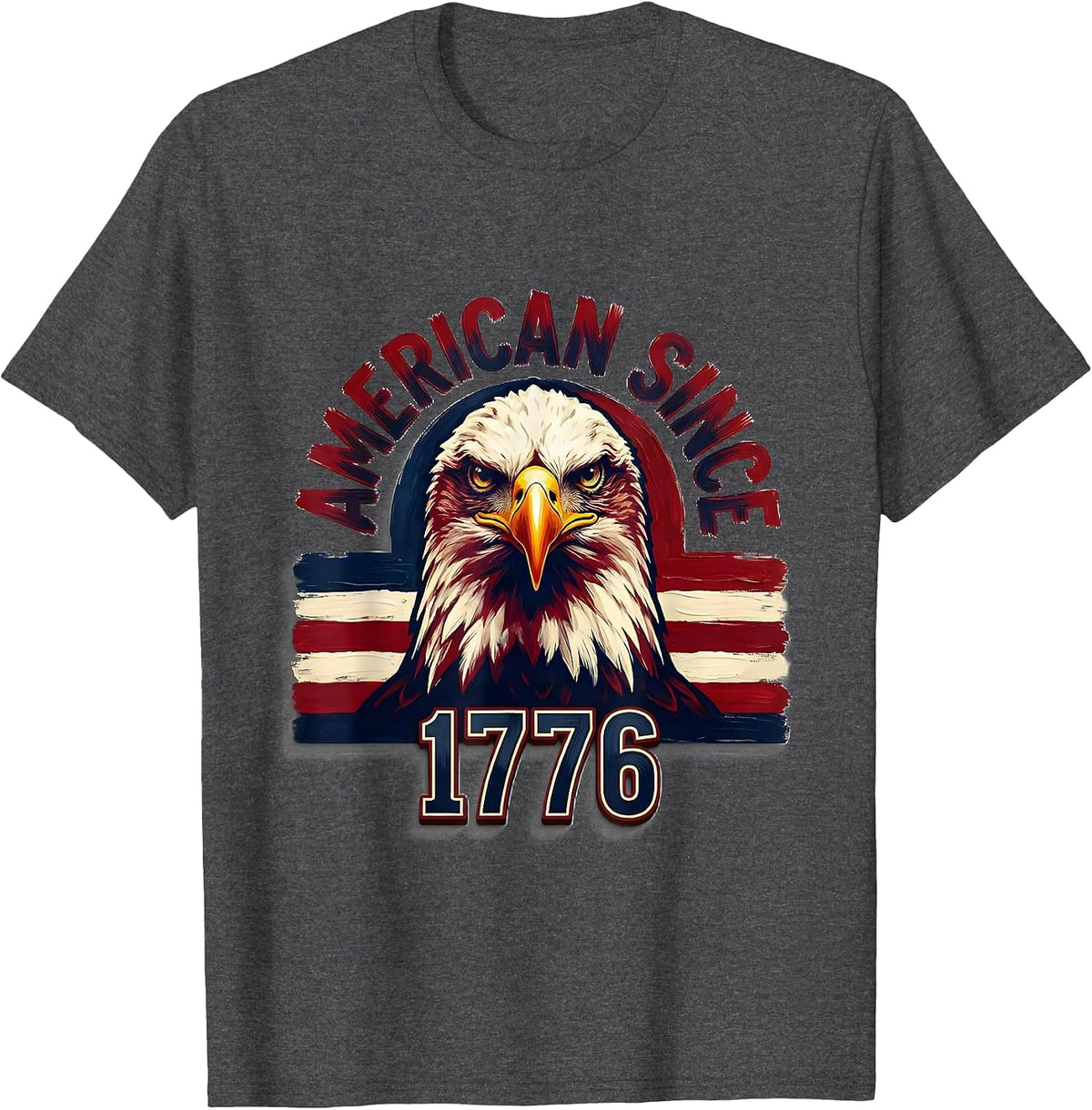 Men's American Since 1776 Patriotic Eagle Flag 250th Anniversary T-Shirt - Dark Heather Grey
